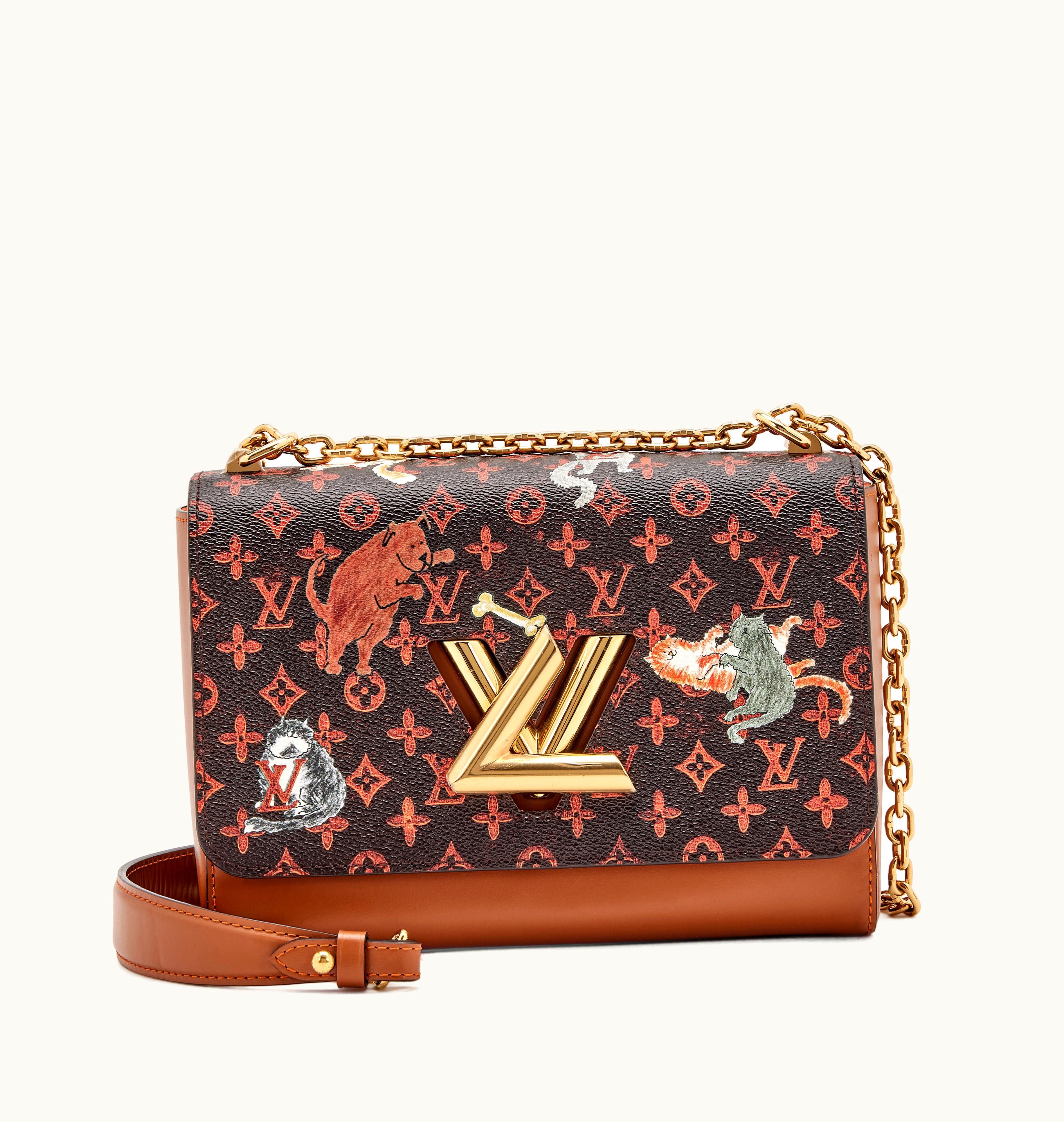 Louis Vuitton Louis Vuitton 2018 Louis Vuitton Grace Coddington Catogram Twist MM Gold Hardware, Coated Canvas