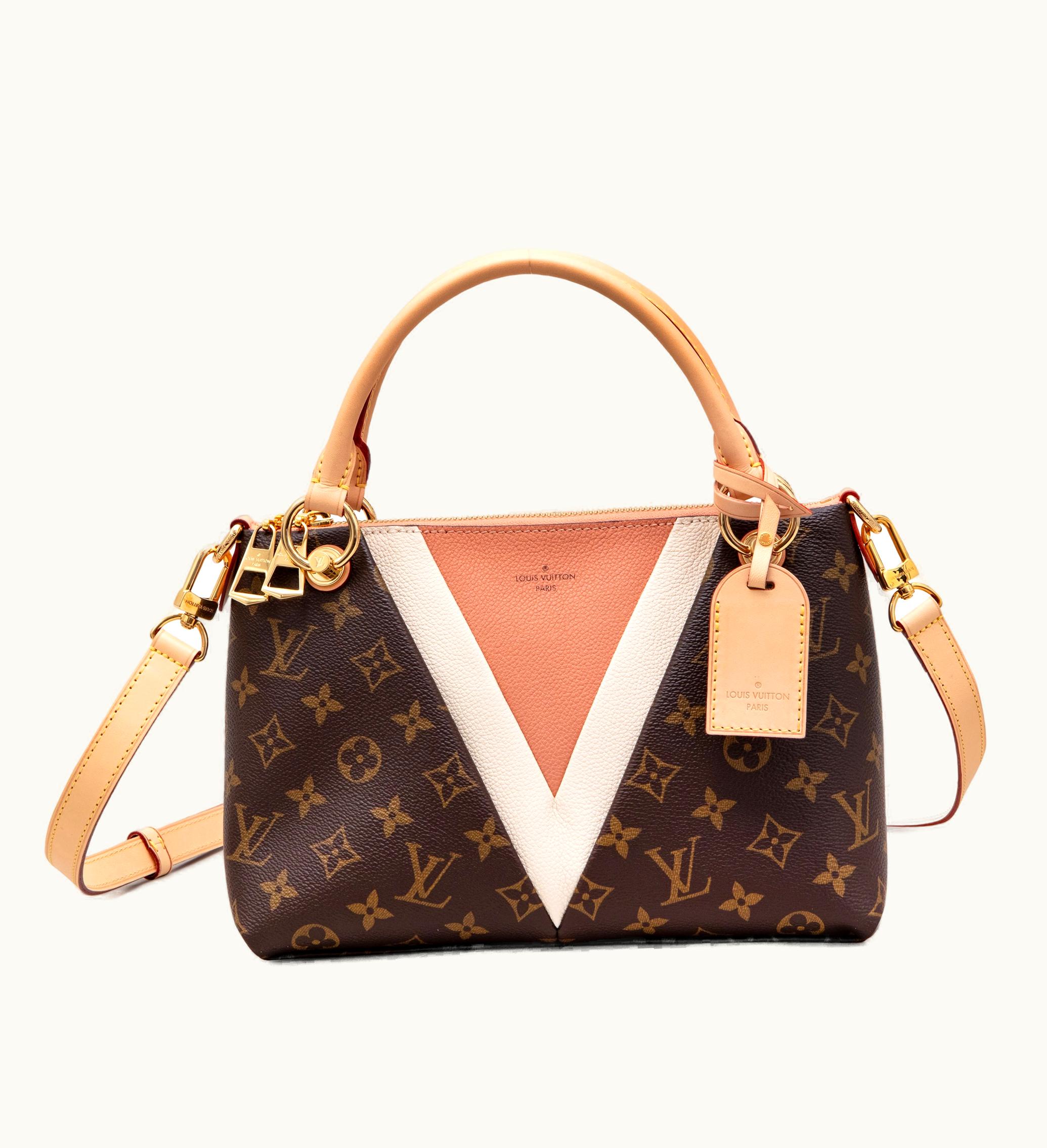 Louis Vuitton Louis Vuitton Brown Monogram Coated Canvas V Tote BB with Pink and White Leather + Gold Hardware, 2020 by Louis Vuitton