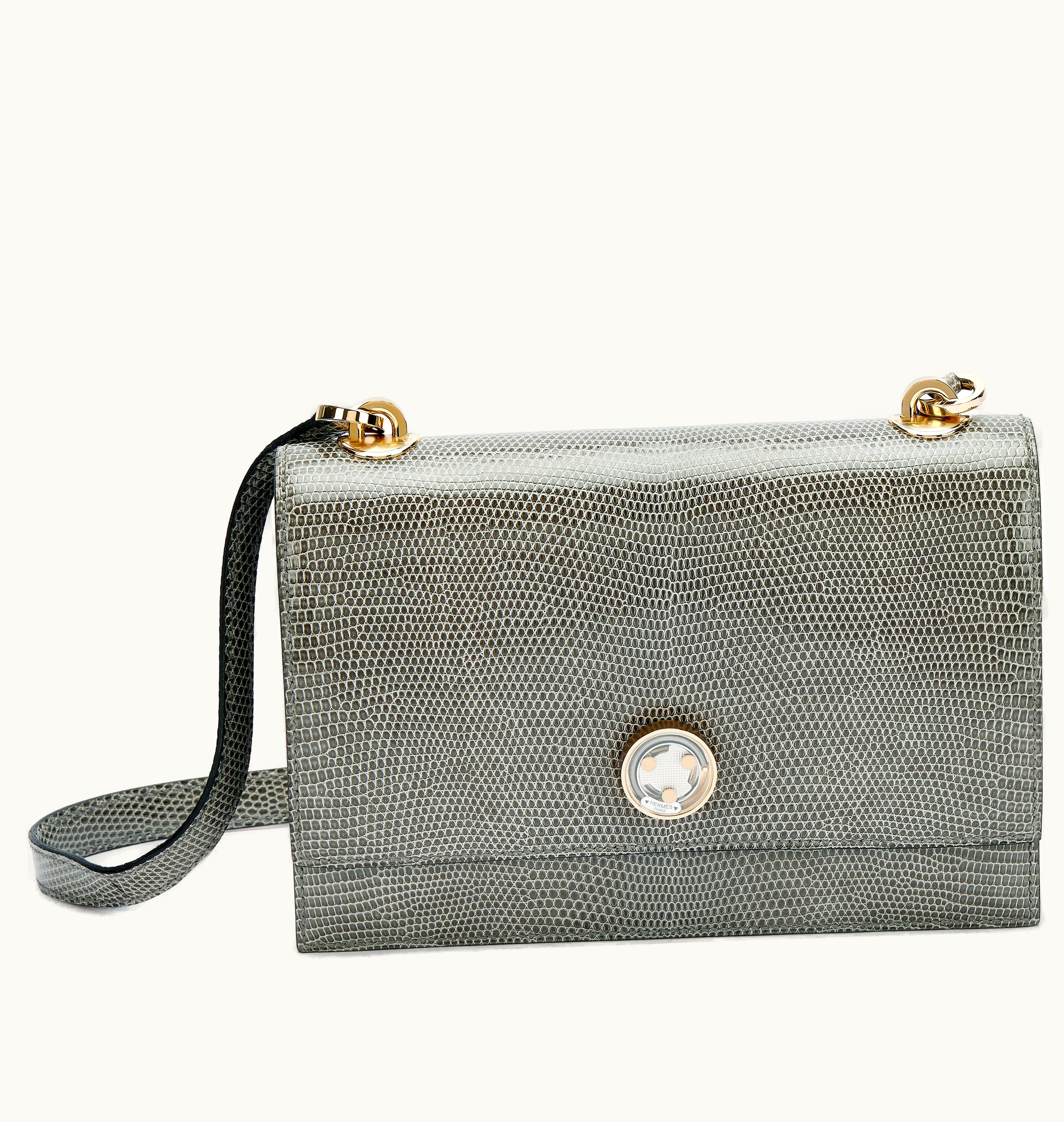 Hermès Hermès Lizard Minuit Au Faubourg with Permabrass Hardware in Gris Tourterelle Nile, 2022