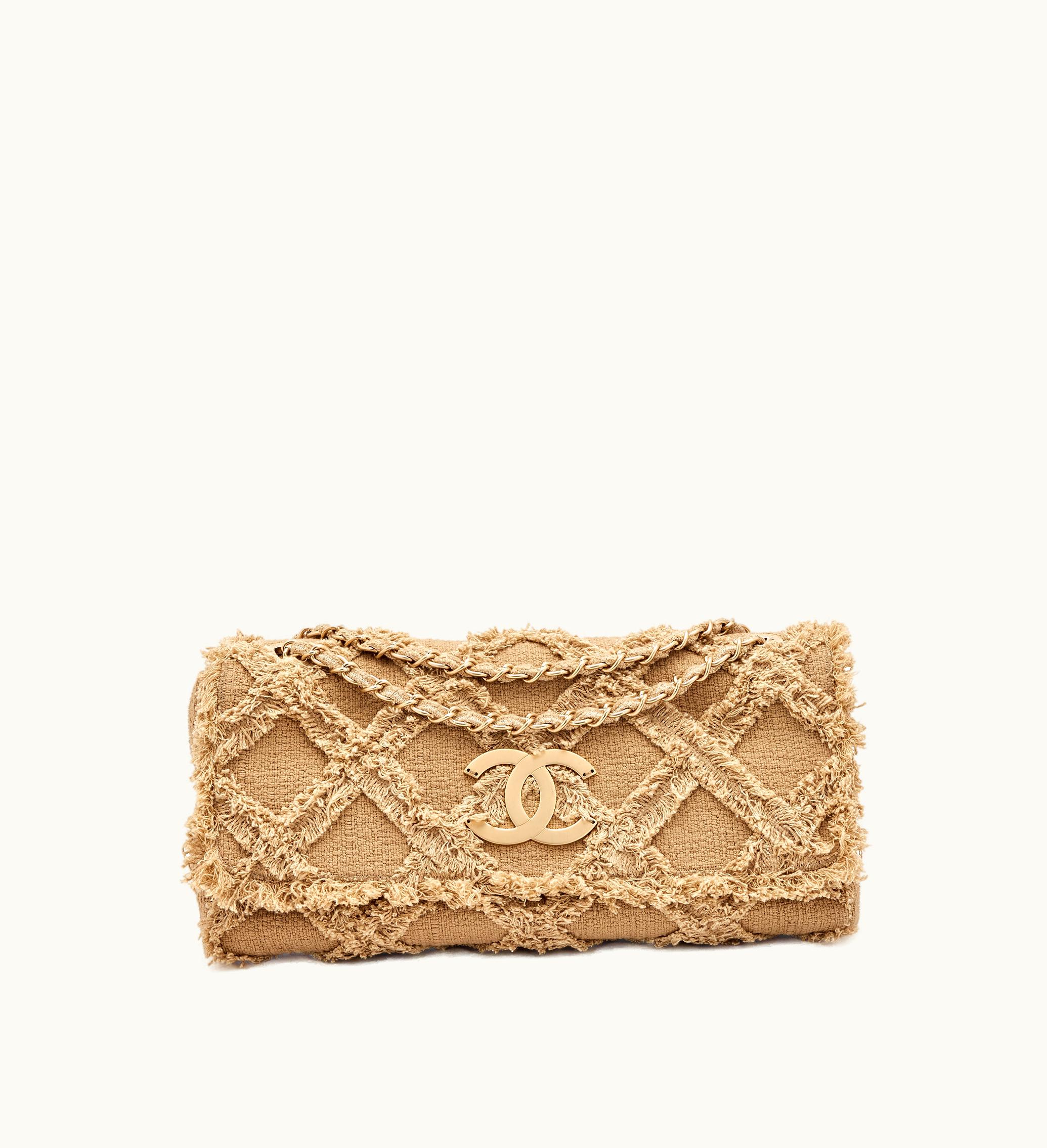 Chanel Chanel 2009 Gold Hardware Nature Maxi Flap Bag: Dark Beige Diamond Stitch Tweed