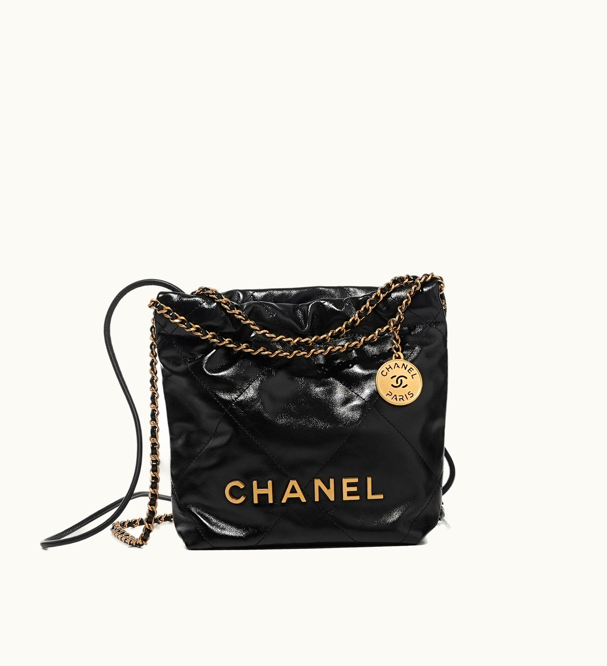 Chanel Chanel Black Quilted Calfskin Mini 22 Bag with Gold Hardware, 2023