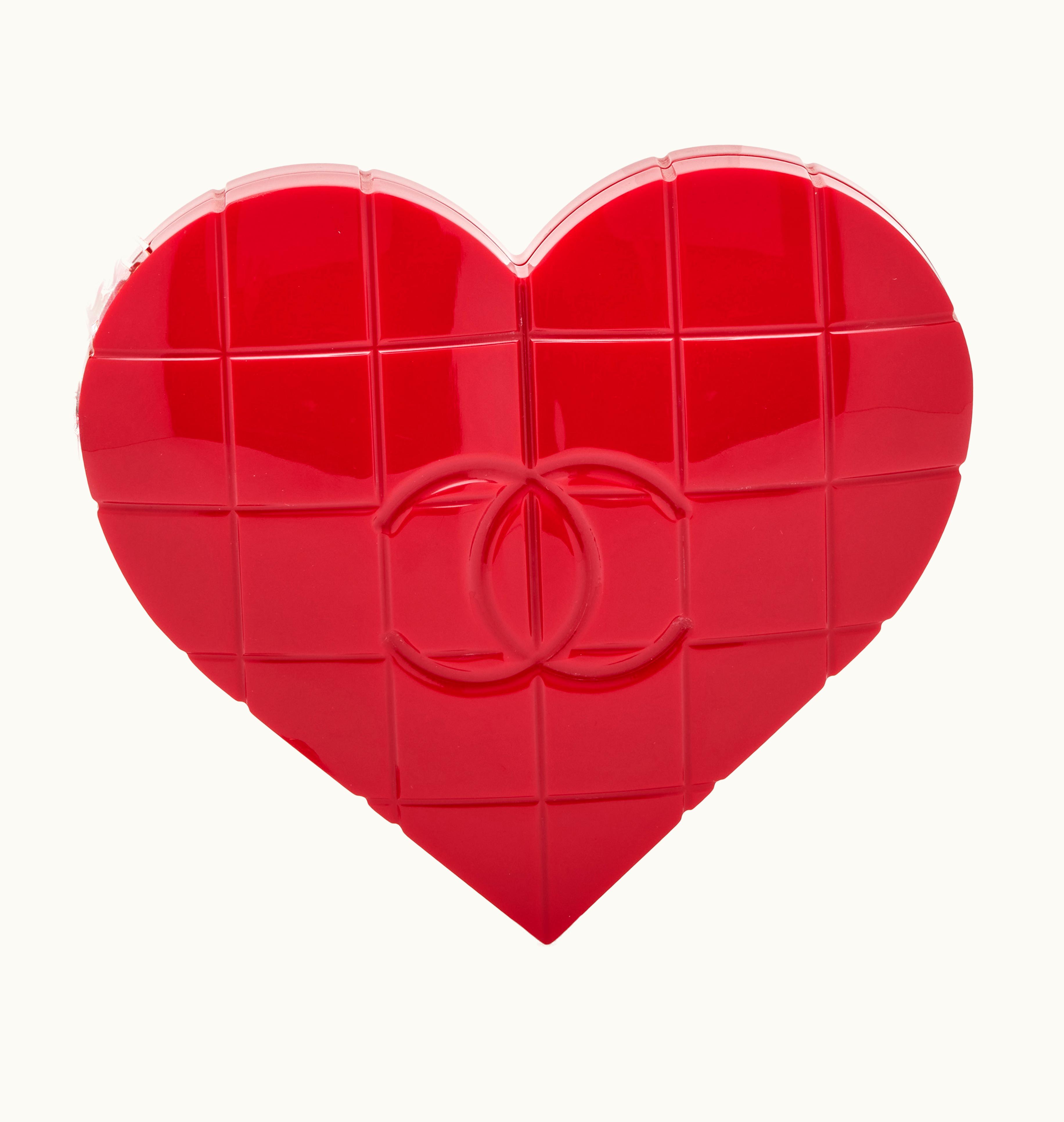 Chanel Chanel Red Lucite Chocolate Bar Heart Clutch Minaudière Gold Hardware, 2002