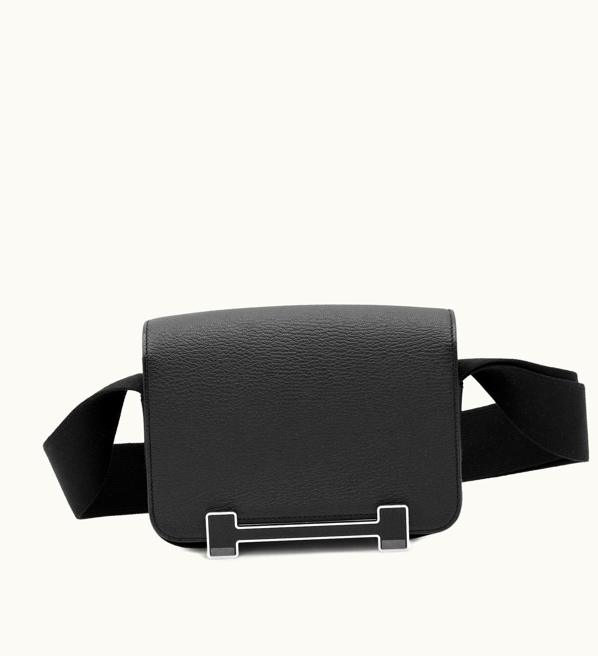 Hermès Hermès 2023 Hermès Black Chèvre Mysore Geta Palladium Hardware