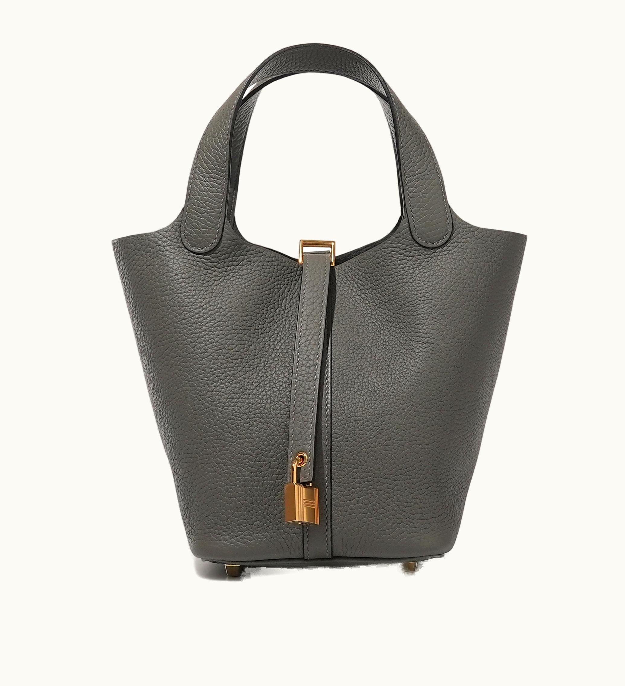 Hermès Hermès 2021 Picotin Lock 18 in Gris Meyer Clemence with Gold Hardware