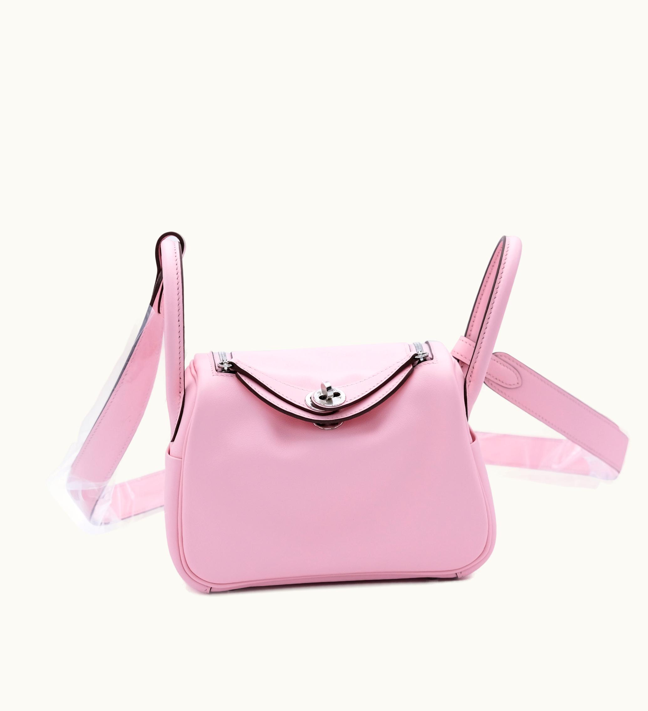 Hermès Hermès Swift Mini Lindy 20 in Rose Sakura, adorned with Palladium Hardware, 2023