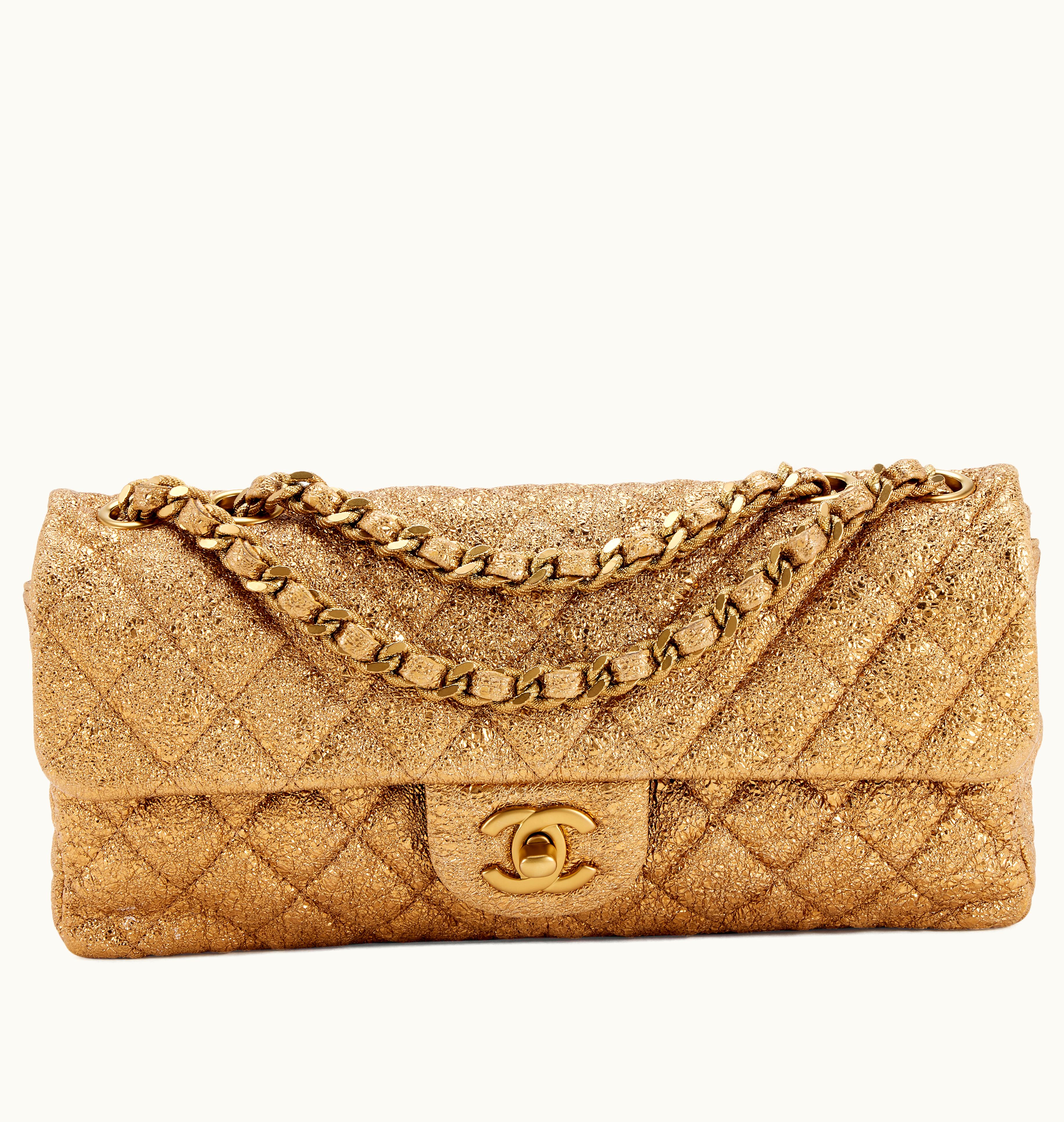 Chanel Chanel Gold Hardware Metallic Crackle Calfskin Quilted Flap Bag - Vintage 2006