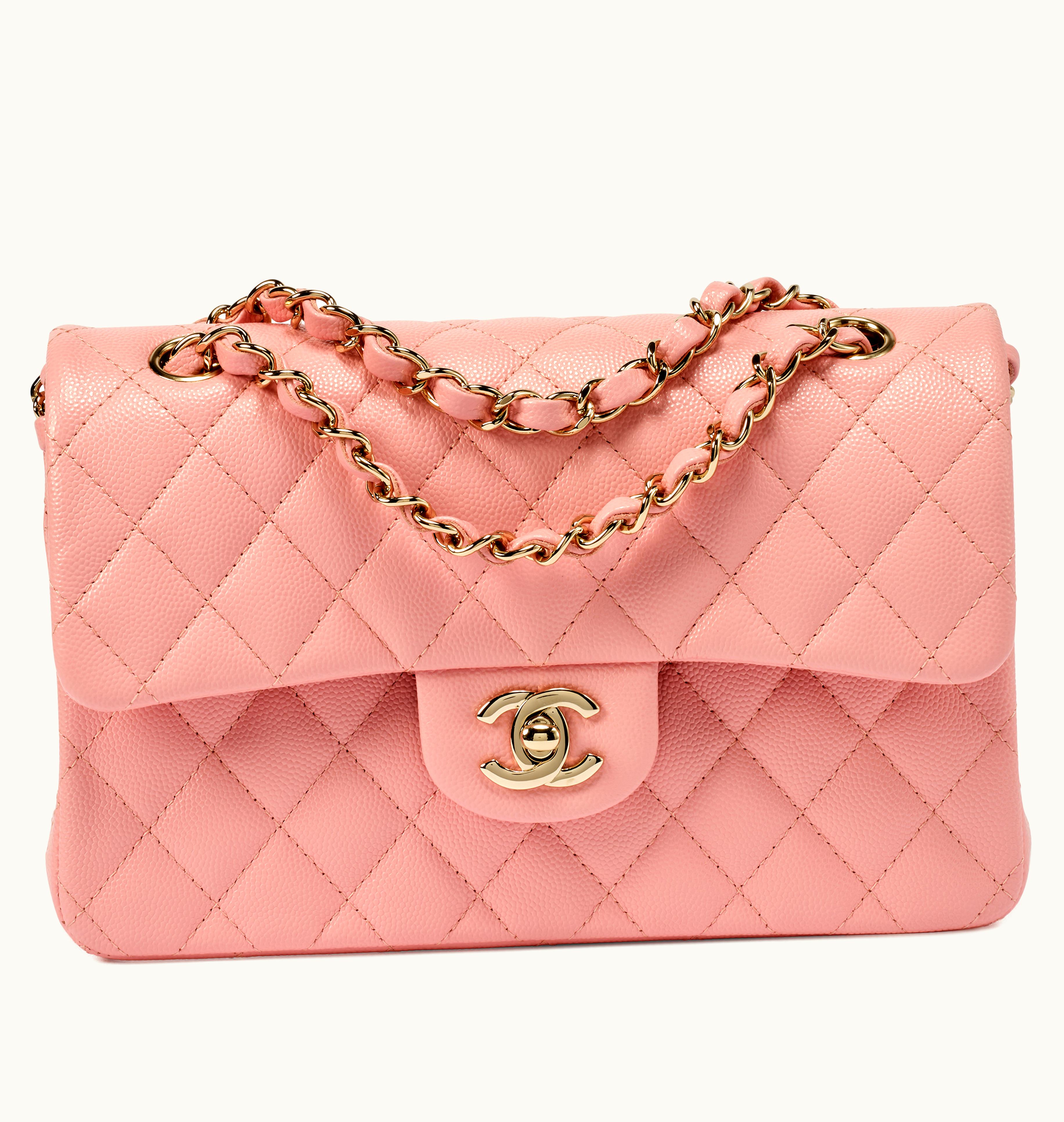 Chanel Chanel Small Classic Double Flap Bag in Pink Quilted Caviar with Gold Hardware