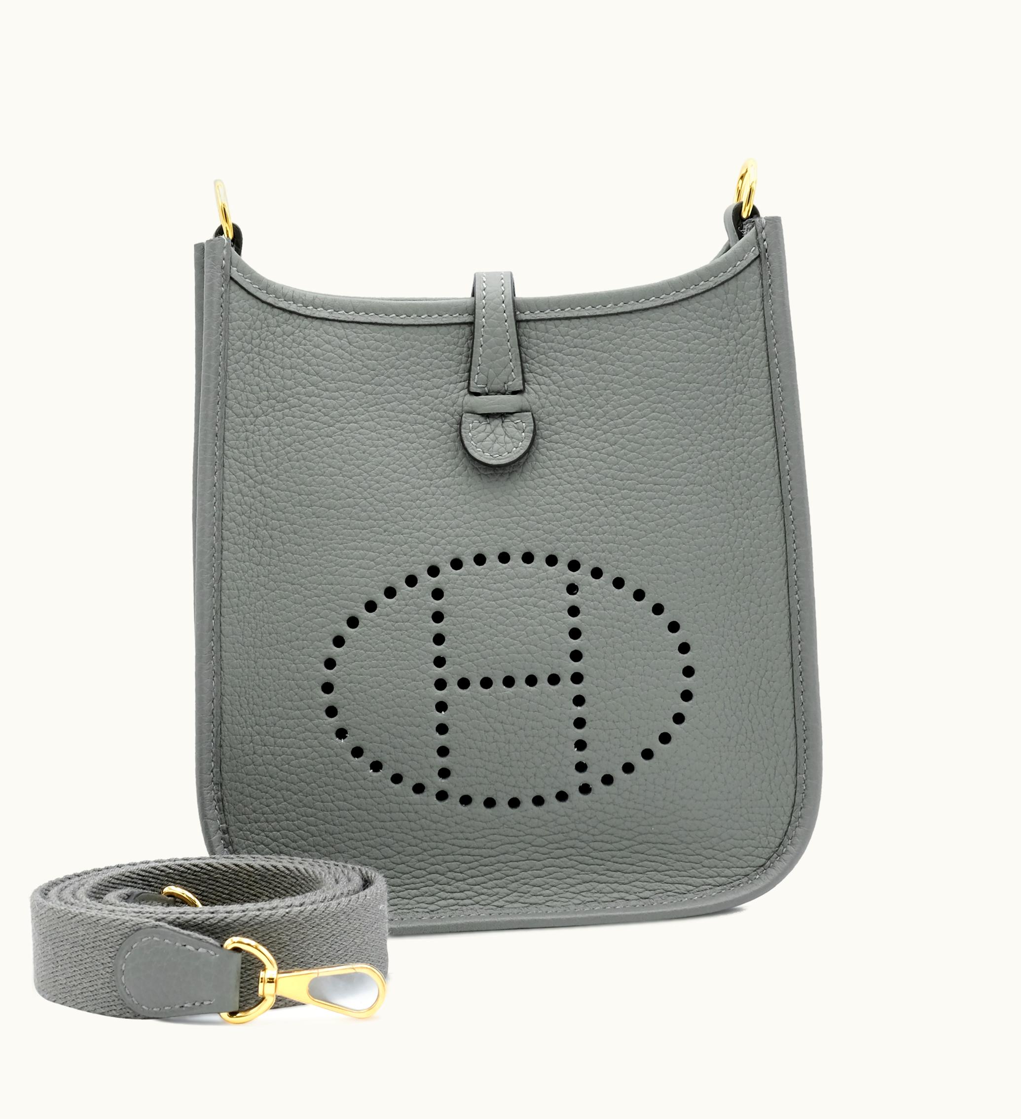 Hermès Hermès Gris Meyer Clemence Mini Evelyne II with 16 Gold Hardware, scheduled for release in 2022