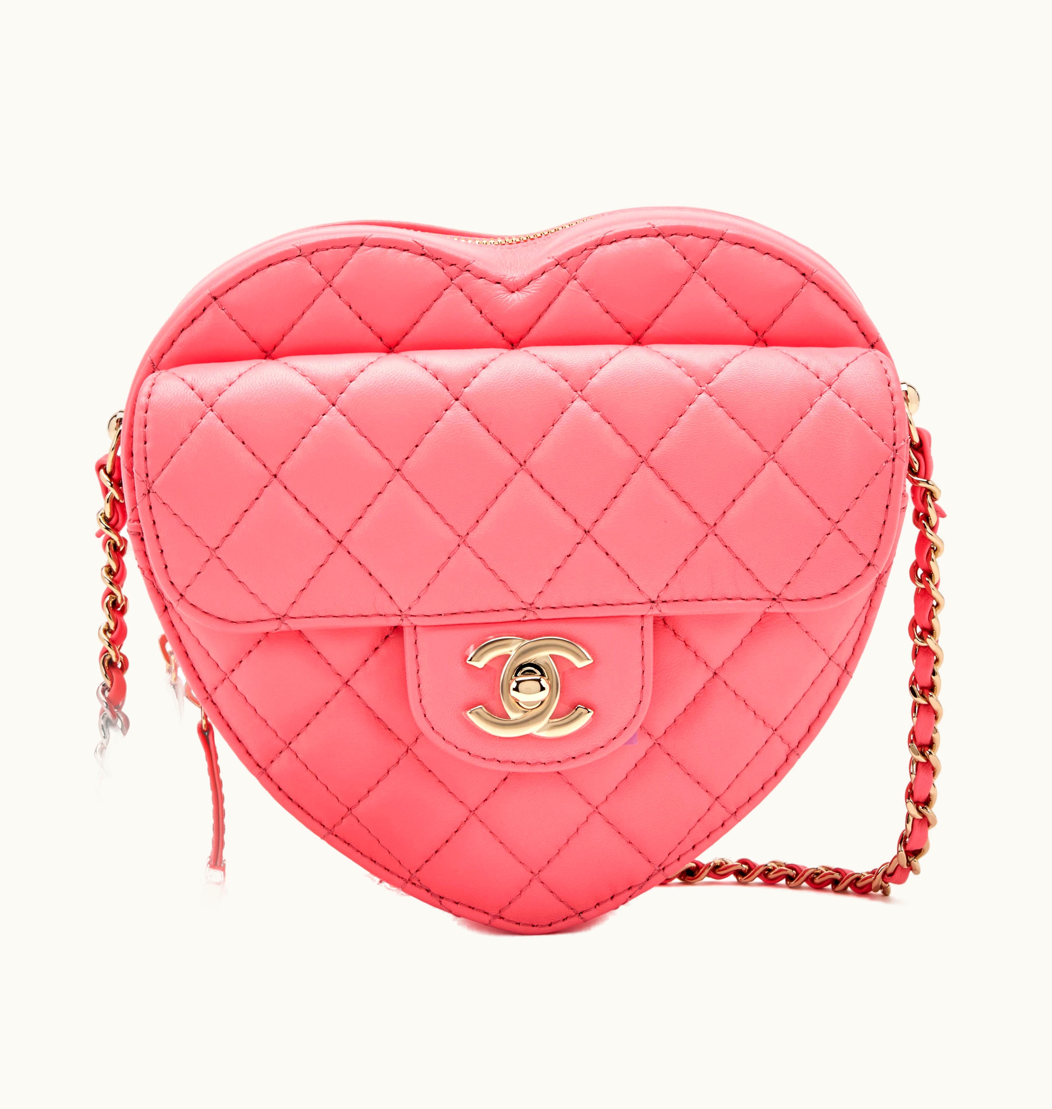 Chanel Chanel Large "In-Love" Heart Bag in Pink Quilted Lambskin with Pale Gold Hardware (2022)