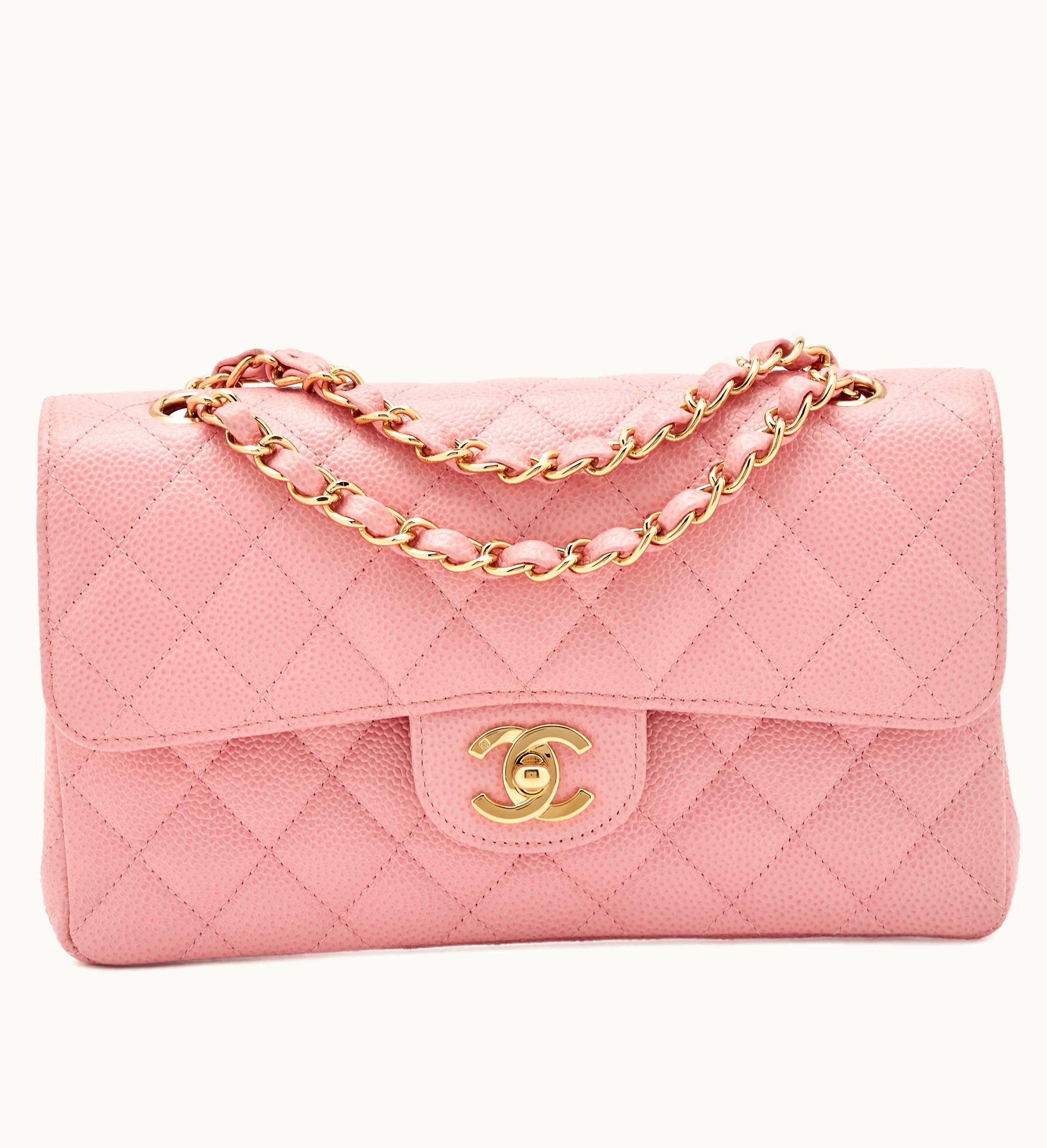 Chanel Chanel Pink Quilted Caviar Classic Small Double Flap Bag Gold Hardware, 2005-2006