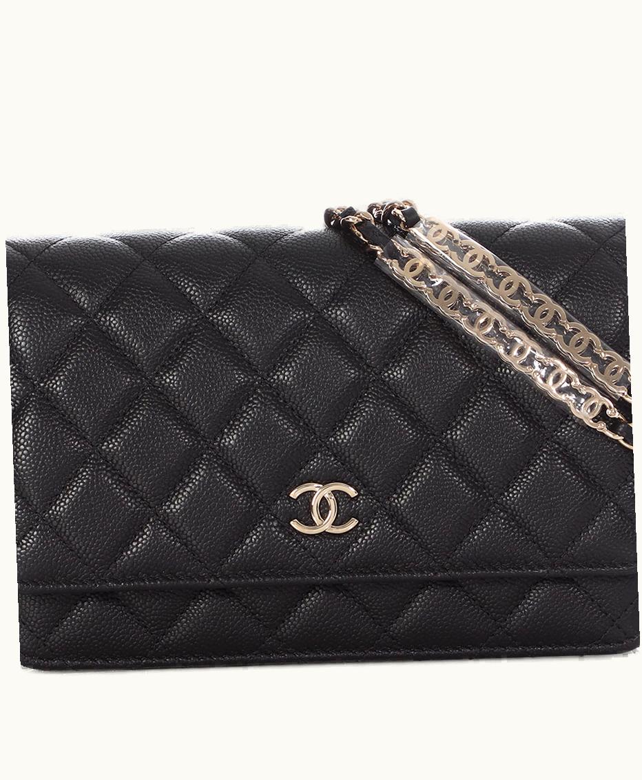 Chanel Chanel Trendy CC Wallet on Chain WOC in Black Quilted Caviar, Featuring Gold Hardware (2019)