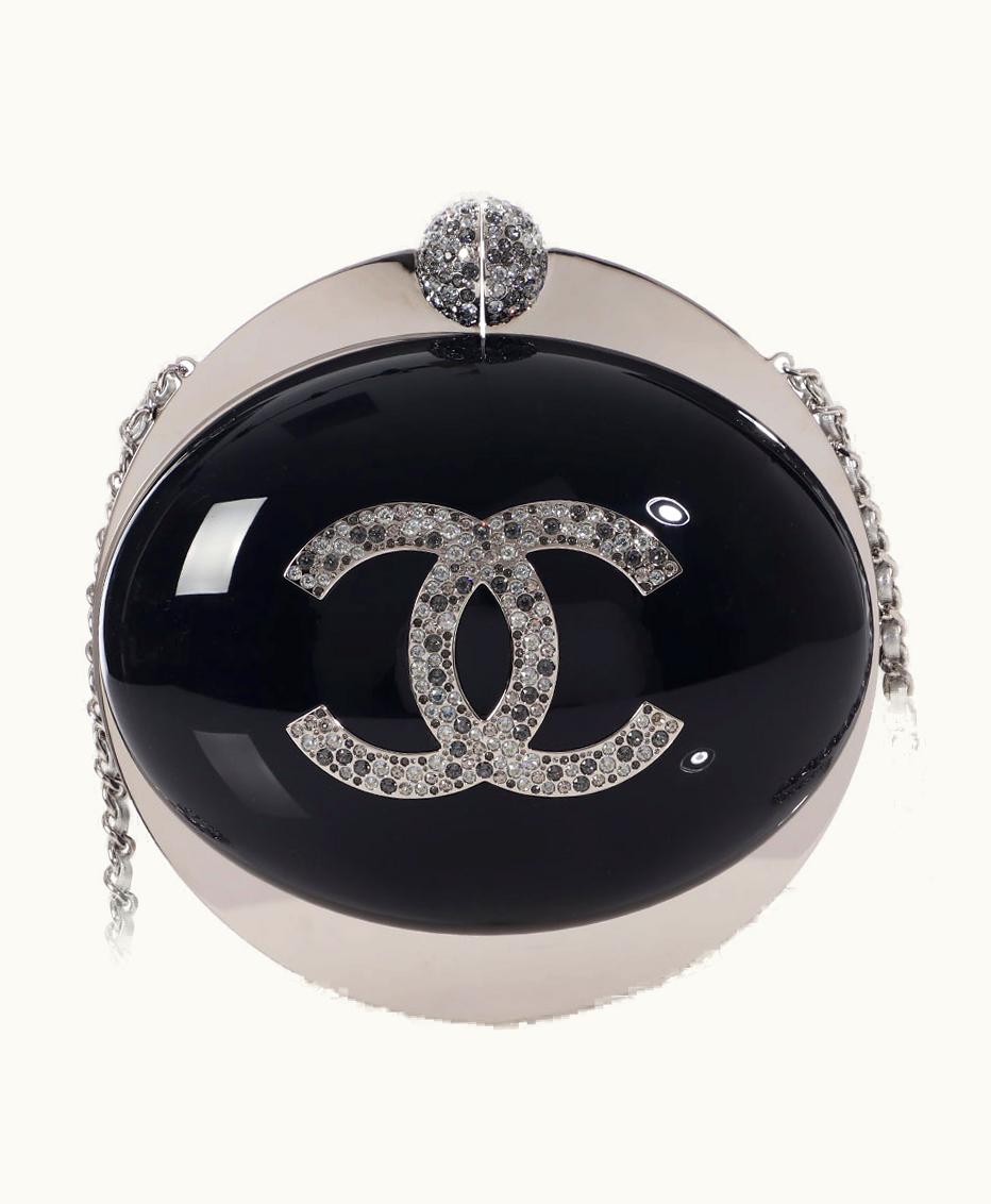 Chanel Chanel midnight blue resin and Swarovski crystal Moon-inspired evening clutch with silver hardware, from the collection of 2017-2018