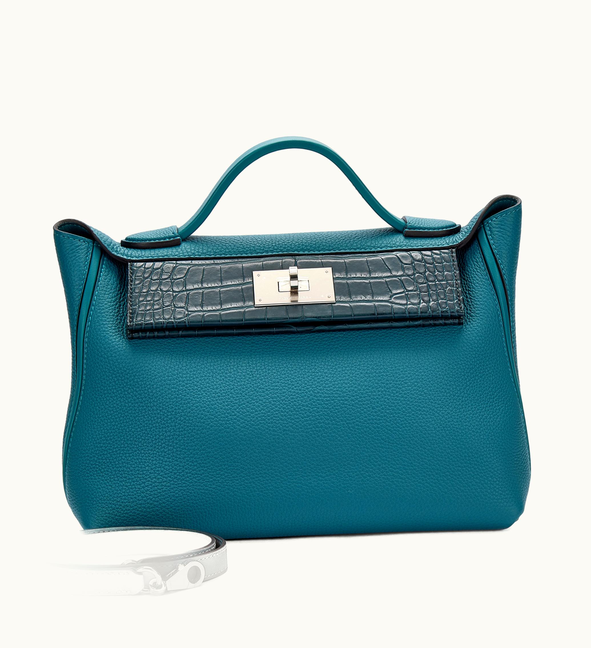 Hermès Hermès Vert Bosphore Togo and Swift and Vert Rousseau Matte Alligator Touch 24/24 29 Palladium Hardware, 2021