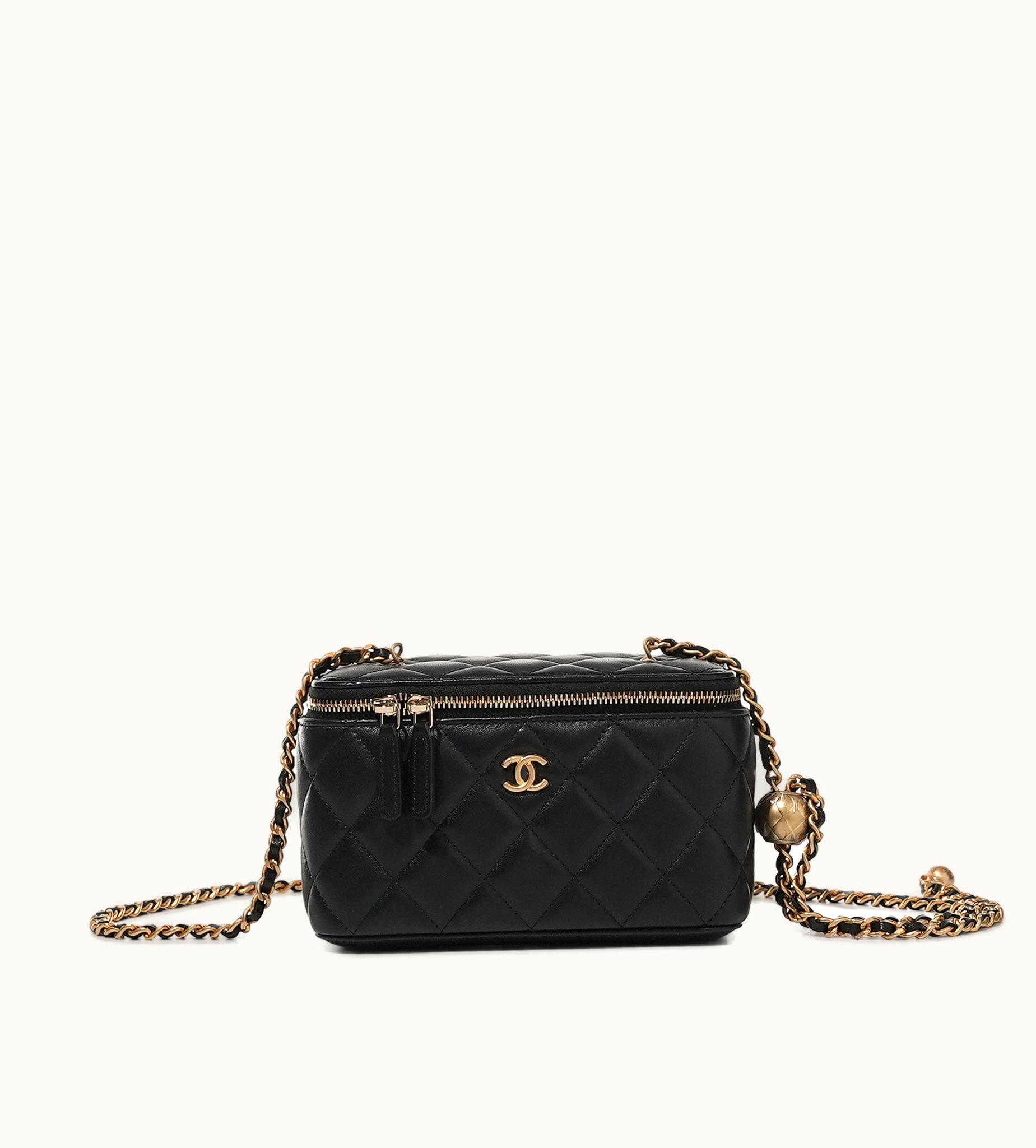 Chanel Chanel Black Quilted Lambskin Pearl Crush Vanity Case Gold Hardware, 2023