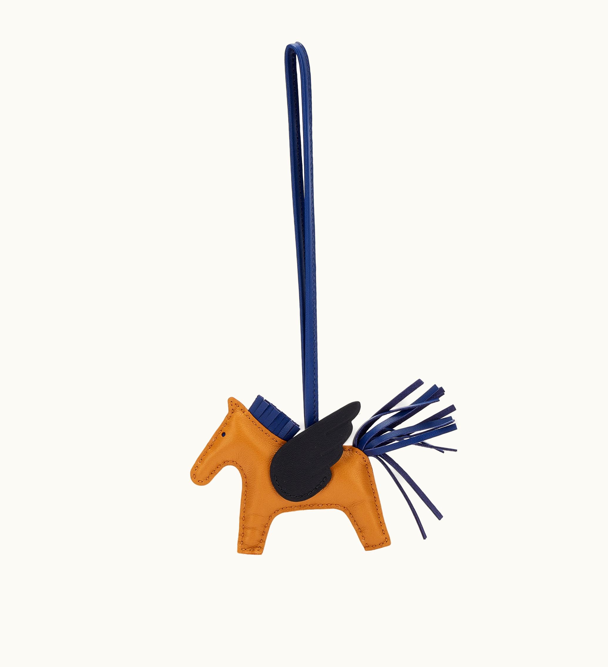 Hermès Hermès Sesame, Black and Bleu Saphir Milo Lambskin and Swift GriGri Rodeo Pegase Charm PM, 2023: Recrafted edition