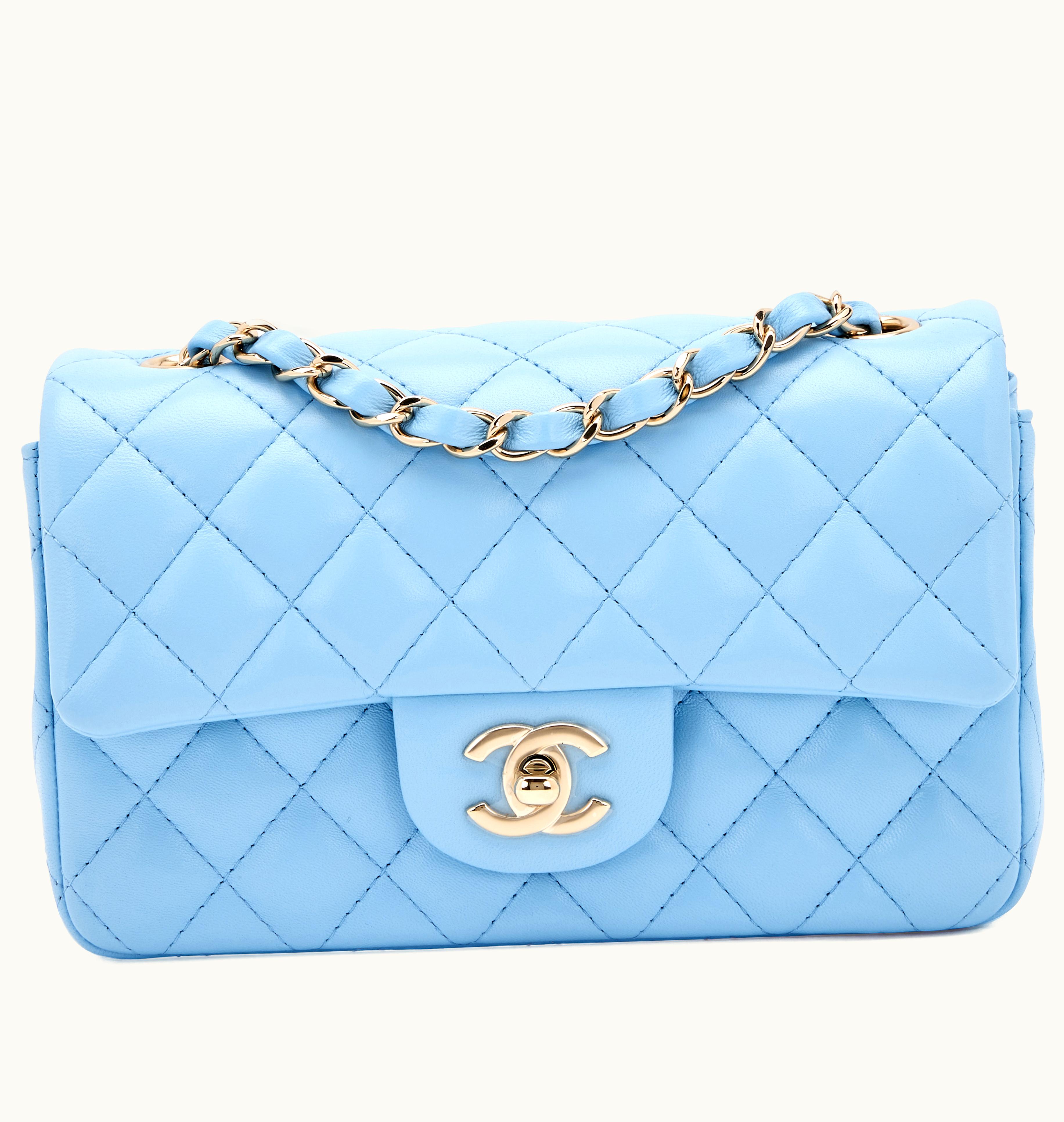 Chanel Chanel Mini Rectangular Classic Flap in Blue Quilted Lambskin with Light Gold Hardware, 2022