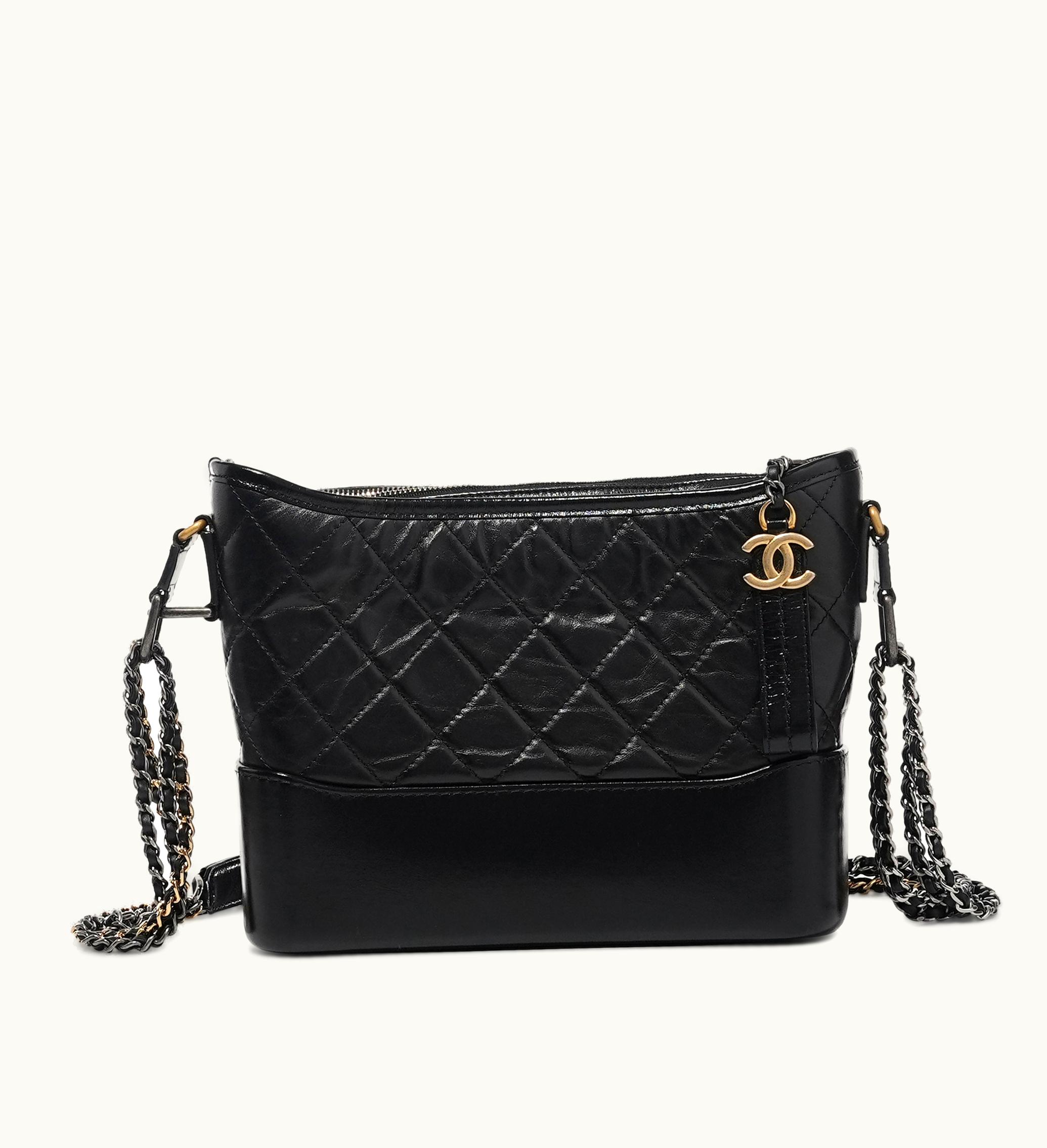 Chanel Chanel 2022 Chanel Black Quilted Calfskin Medium Gabrielle Hobo Bag with Gold and Ruthenium Hardware