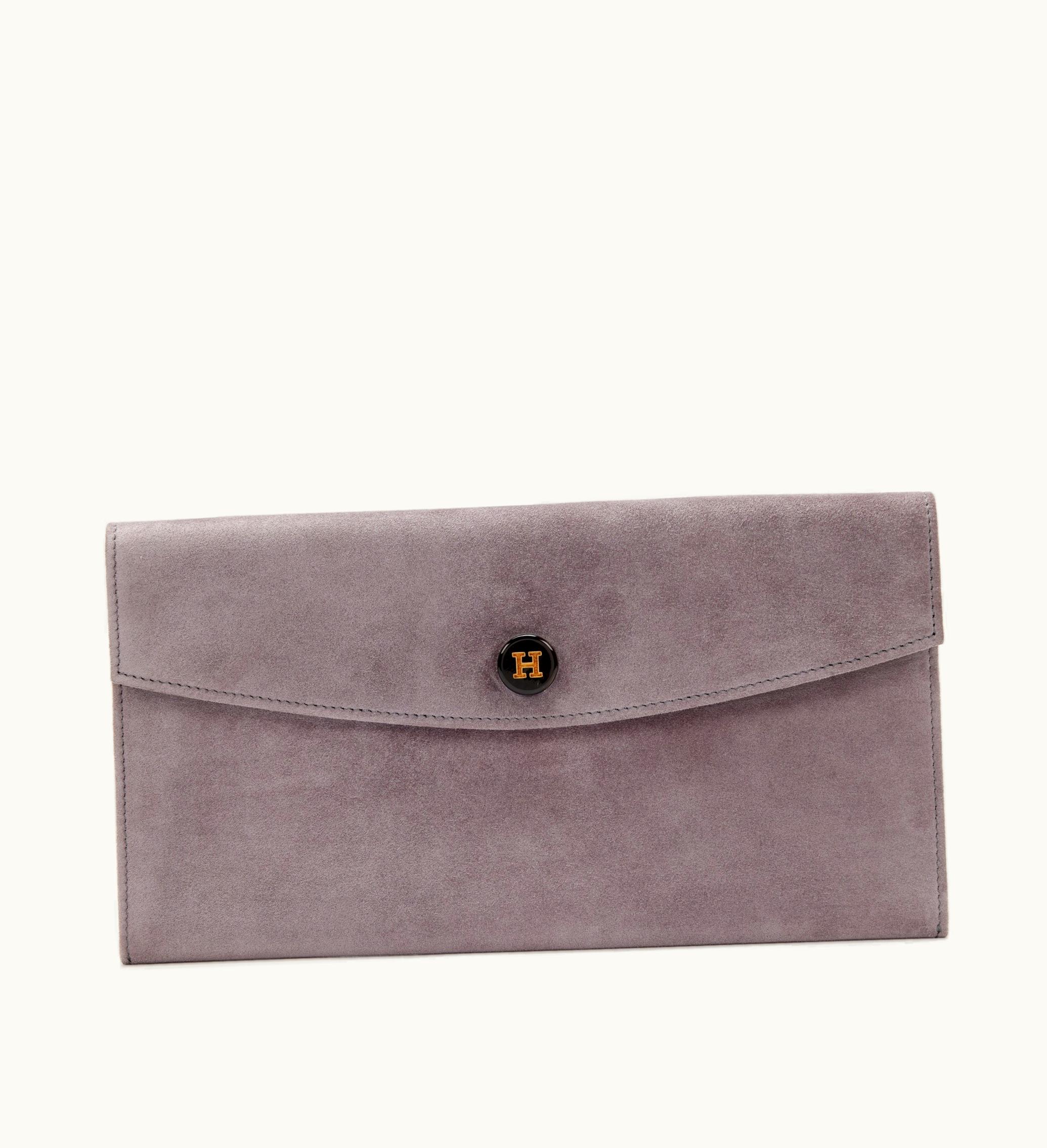 Hermès Hermès Gris Souris Doblis Suede Rio Elan Gold and Buffalo Horn Hardware, 2001