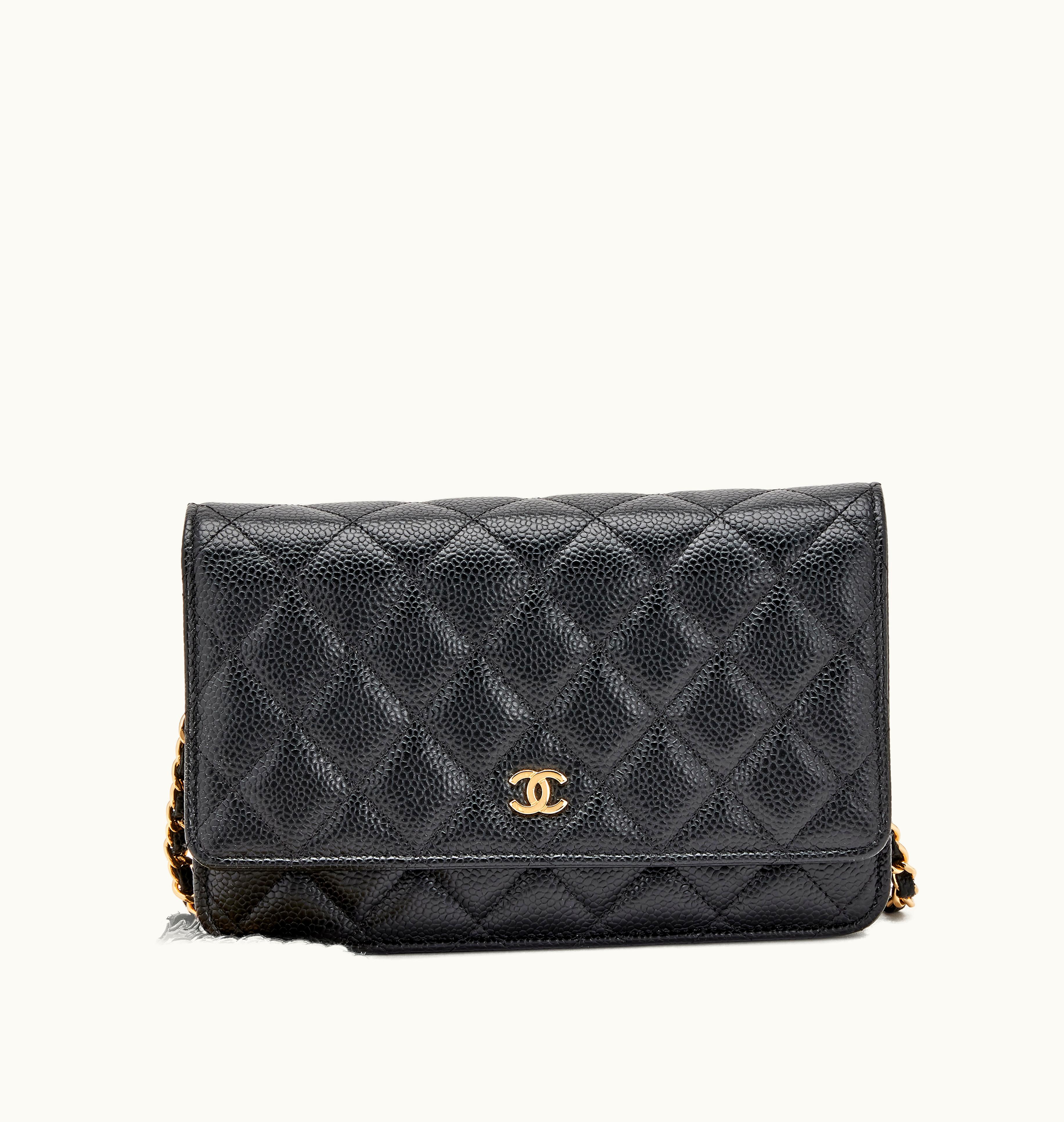 Chanel Chanel 2021 Chanel Wallet On Chain in Black Quilted Caviar with Gold Hardware