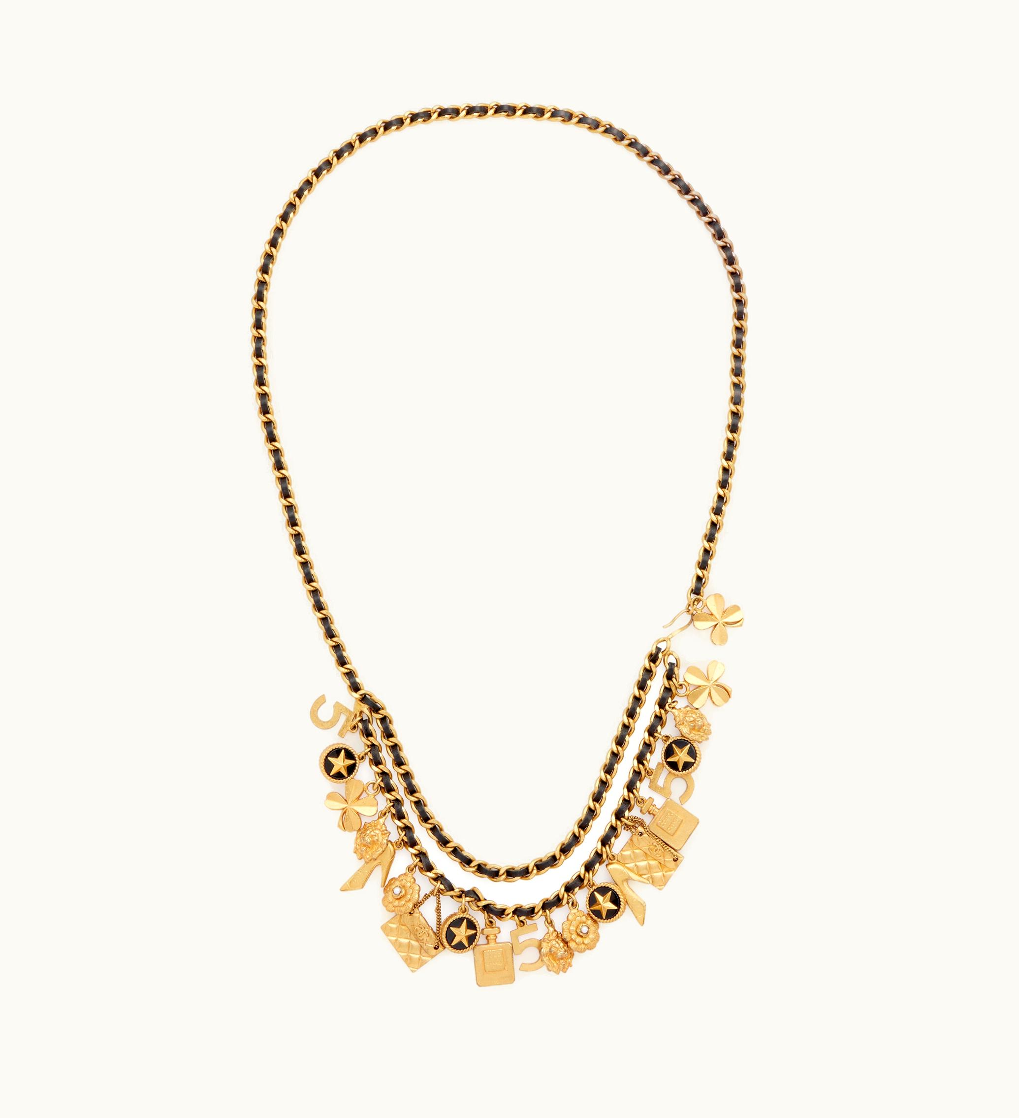 Chanel Chanel 1993 Chanel Lucky Charm Chain Belt in Black Lambskin with Gold Metal