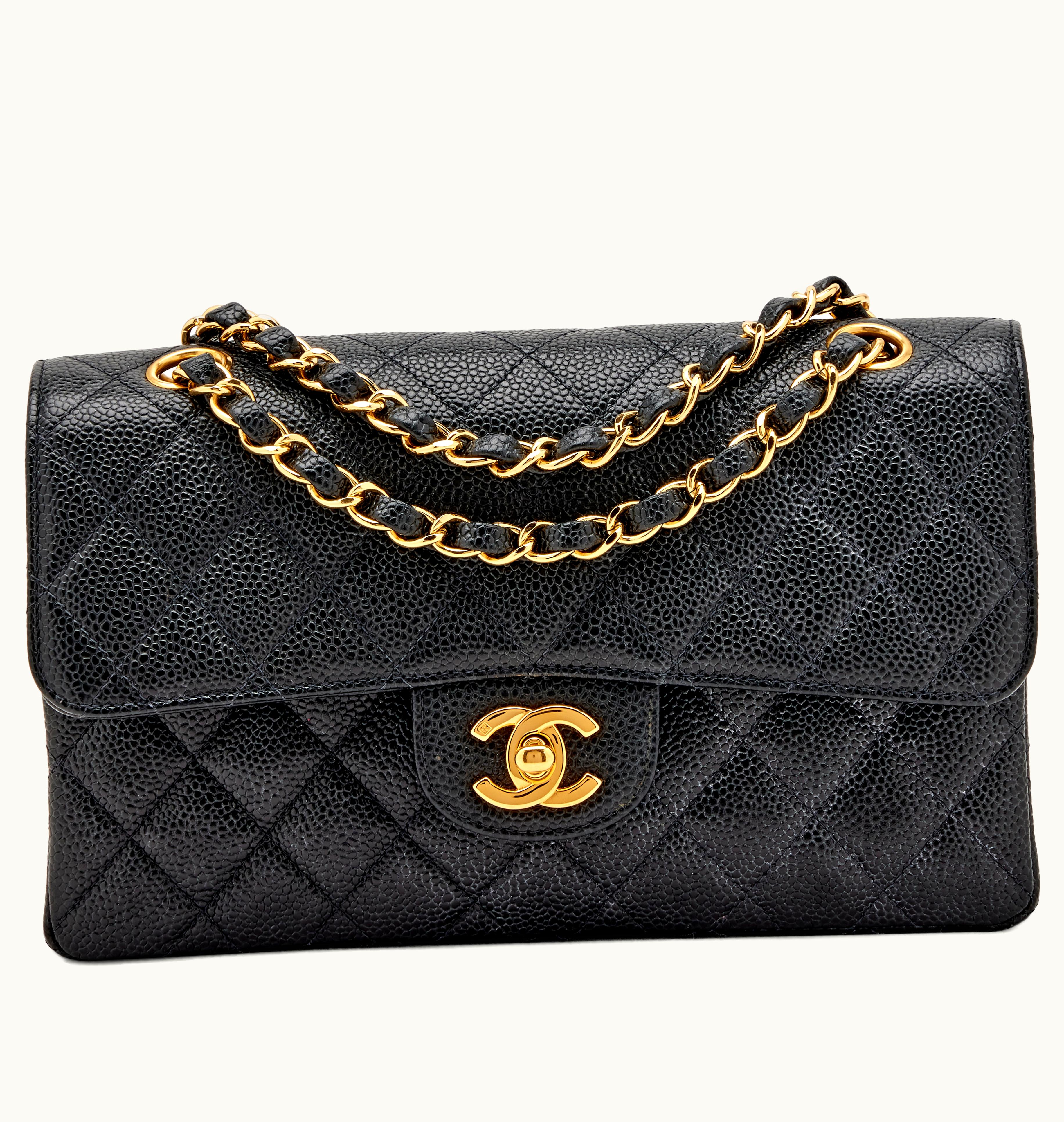 Chanel Chanel Black Quilted Caviar Small Classic Double Flap Gold Hardware, 2000-2002