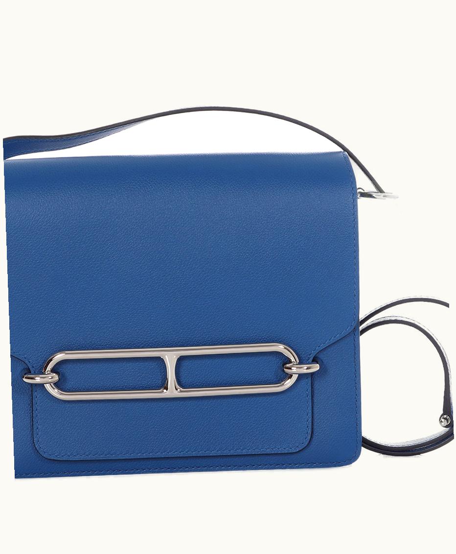 Hermès Hermès Roulis 23 in Blue Allegretto Calfskin, with Permabrass Hardware, manufactured in 2021