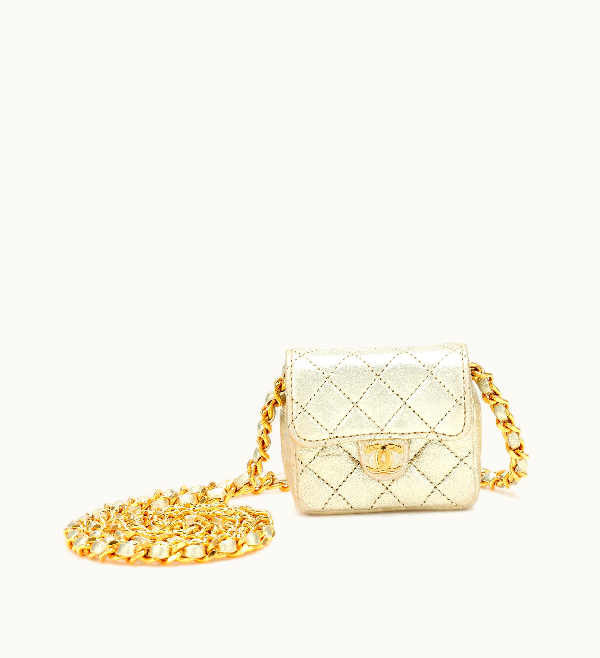 Chanel Chanel Gold Hardware Chanel Quilted Lambskin Micro Flap Bag from 1989-1991