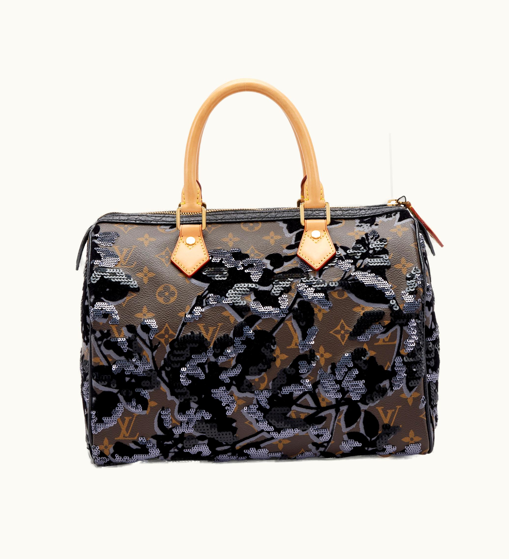Louis Vuitton Louis Vuitton Brown Monogram Coated Canvas, Velvet and Sequin Fleur de Jais Speedy 30 Gold Hardware, 2010