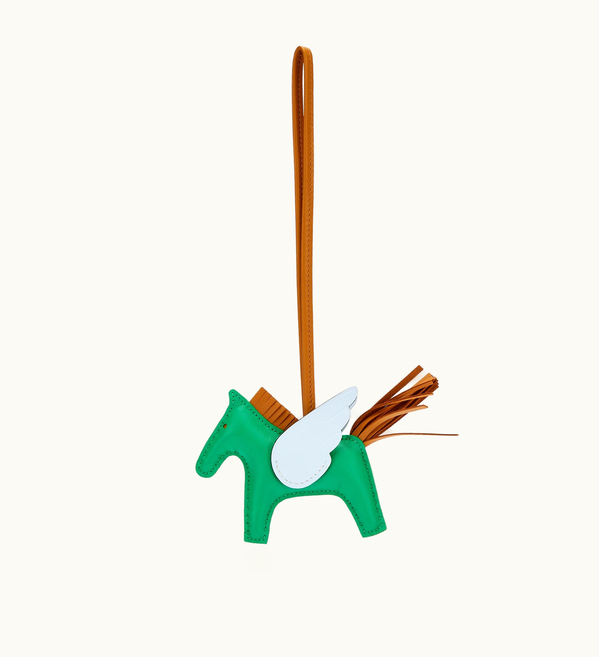 Hermès Hermès Menthe, Sesame, Bleu Brume Milo Lambskin and Swift GriGri Rodeo Pegase Charm PM, 2022