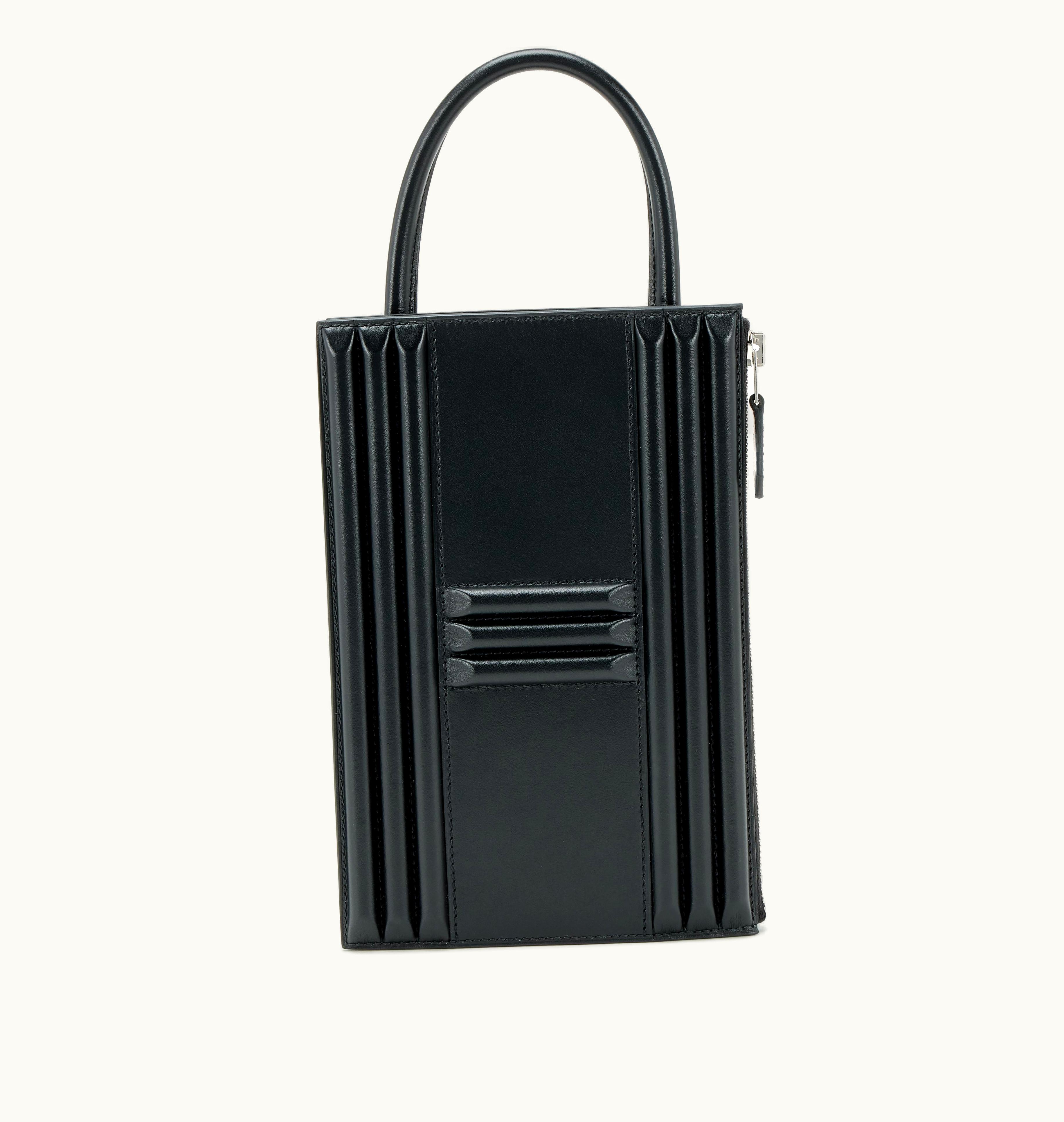 Hermès Hermès 2022 Hermès Tadelakt Cadena Lock Bag in Black with Palladium Hardware