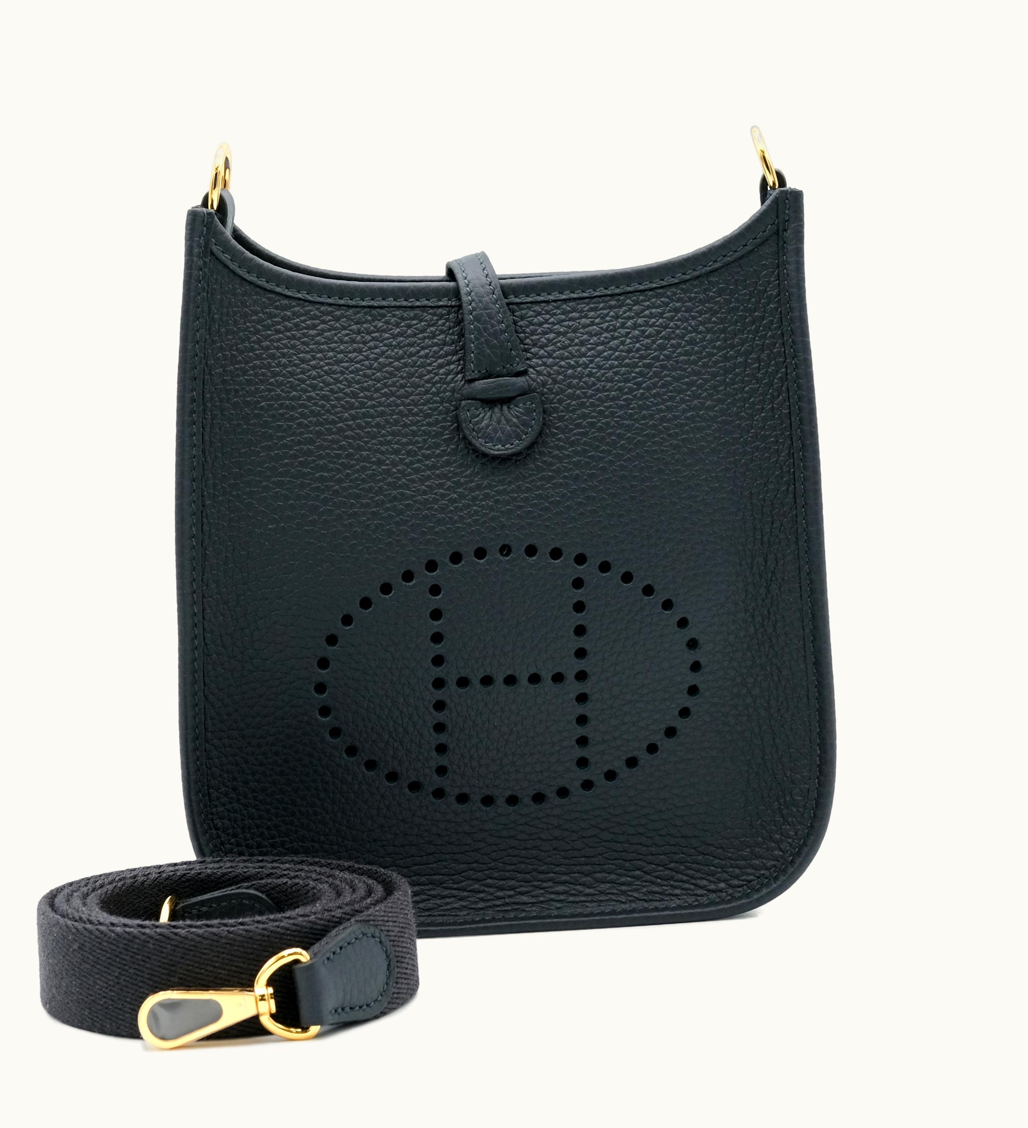 Hermès Hermès 2023 Hermès Mini Evelyne II TPM 16 with Caban Clemence and Gold Hardware