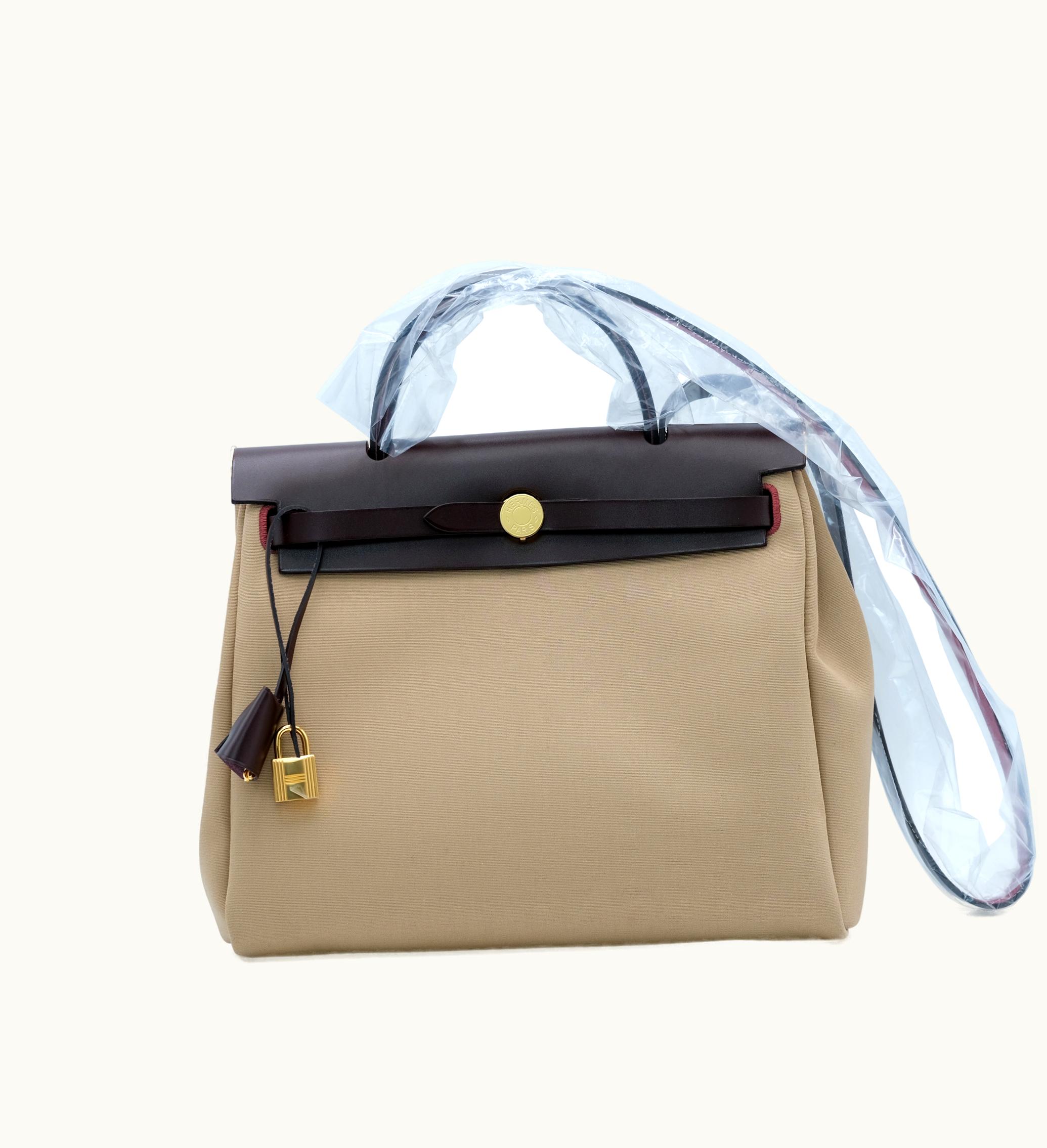 Hermès Hermès Rouge Sellier Vache Hunter and Trench and Bleu Tempete Toile Herbag Zip 31 Gold Hardware, 2023