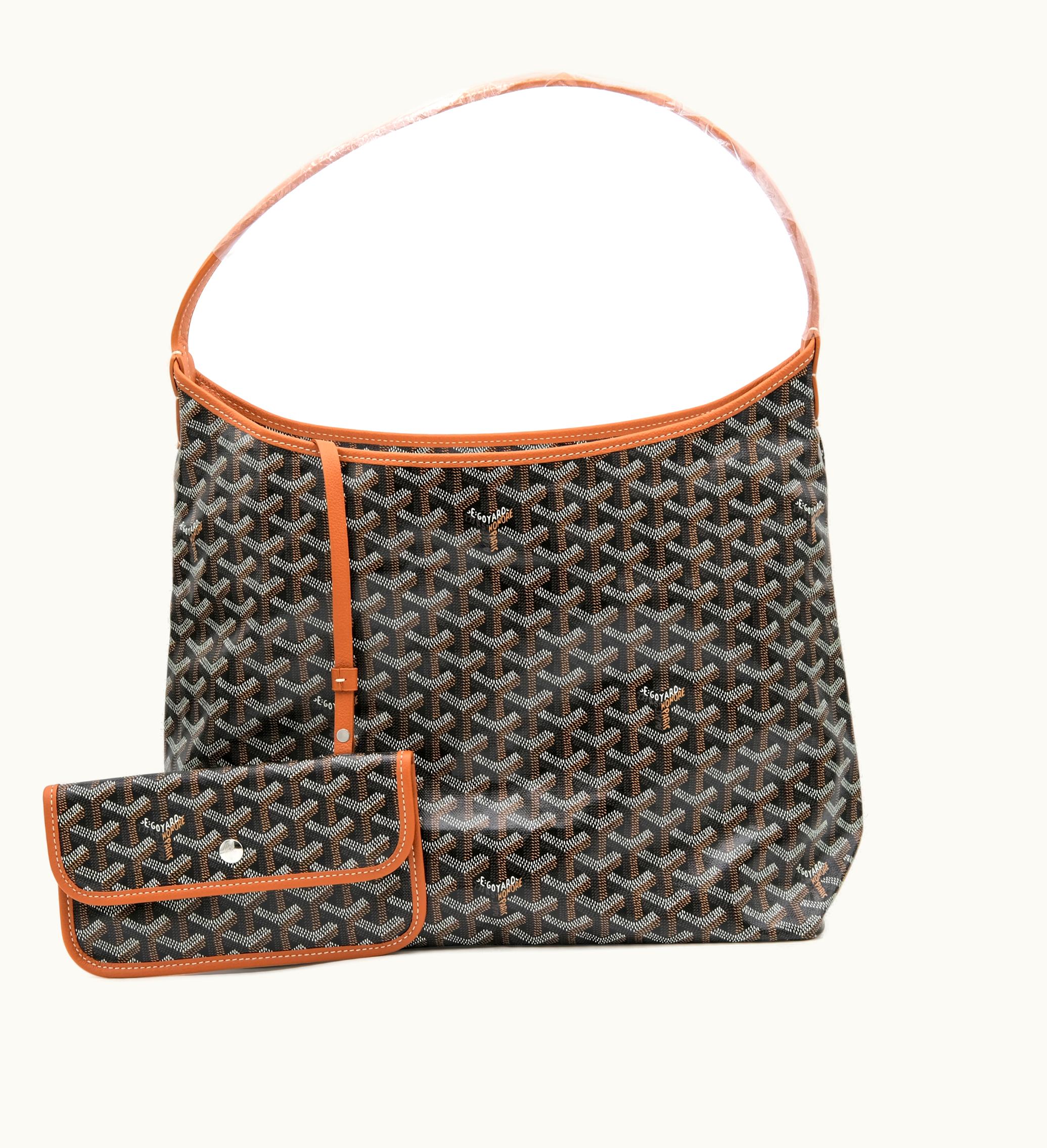 Goyard Goyard 2023 Goyard Boheme Hobo Bag in Black Goyardine Canvas and Tan Chevroches Calfskin