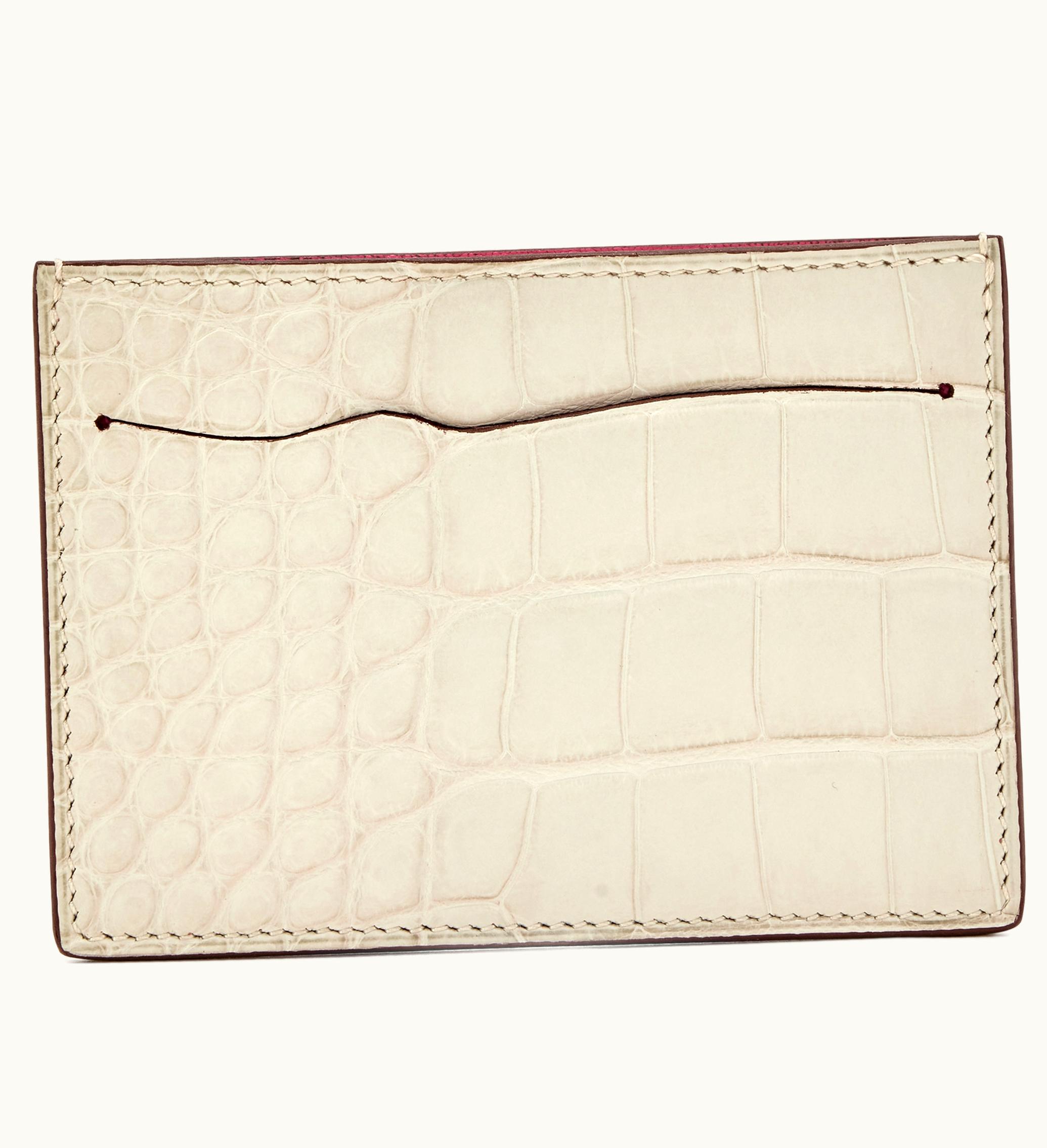 Hermès Hermès Concrete Matte Alligator and Tyrian Rose Small H Card Holder
