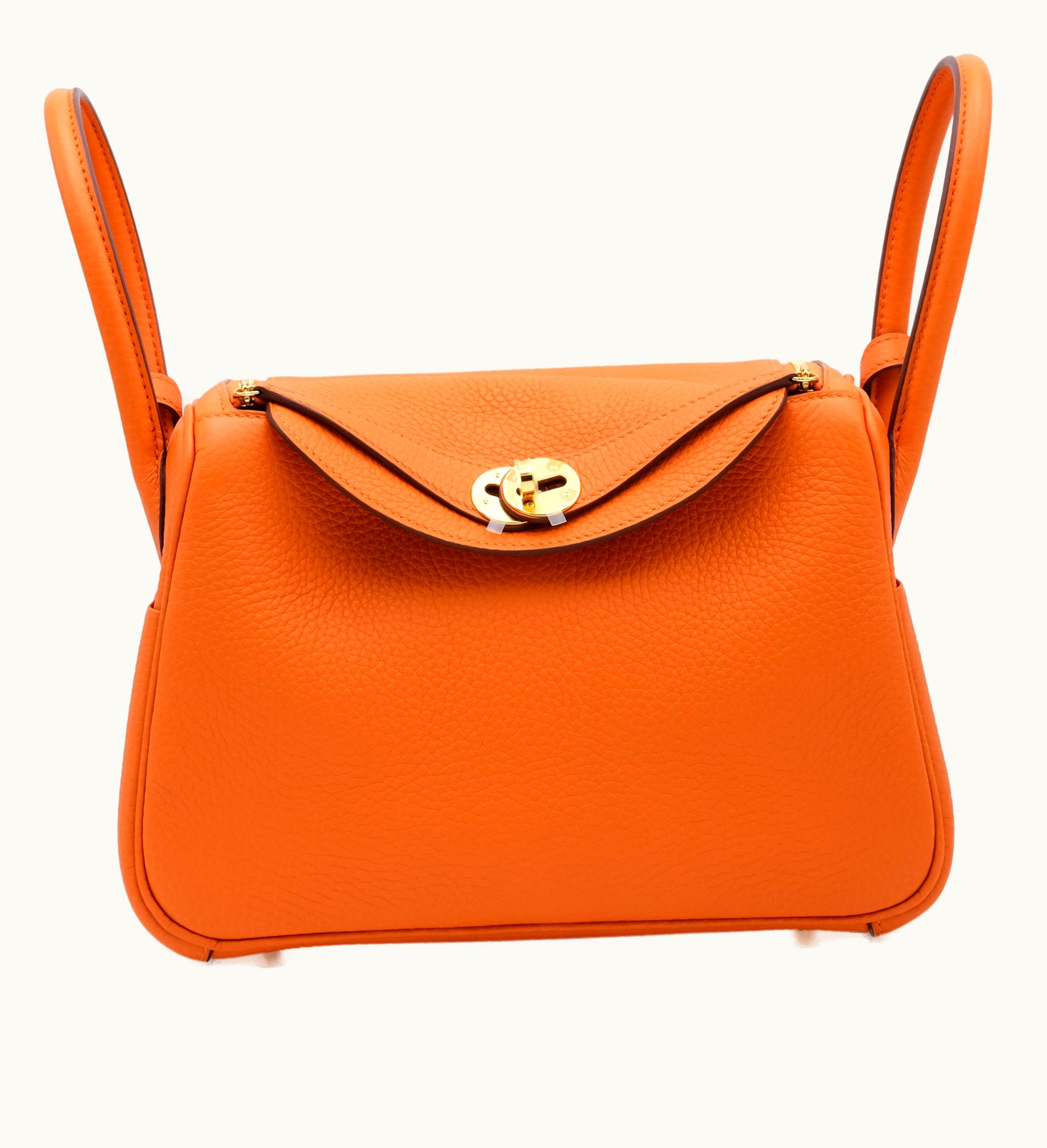 Hermès Hermès Lindy 26 Clemence in Orange with Gold Hardware, 2023