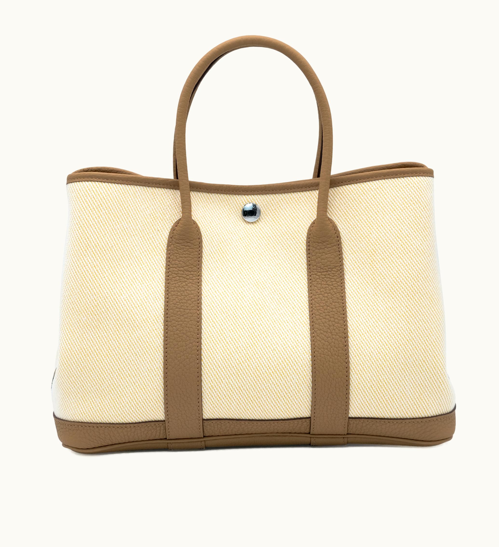 Hermès Hermès Biscuit Negonda and Écru Toile Reversed Garden Party 30 TPM Palladium Hardware, 2023