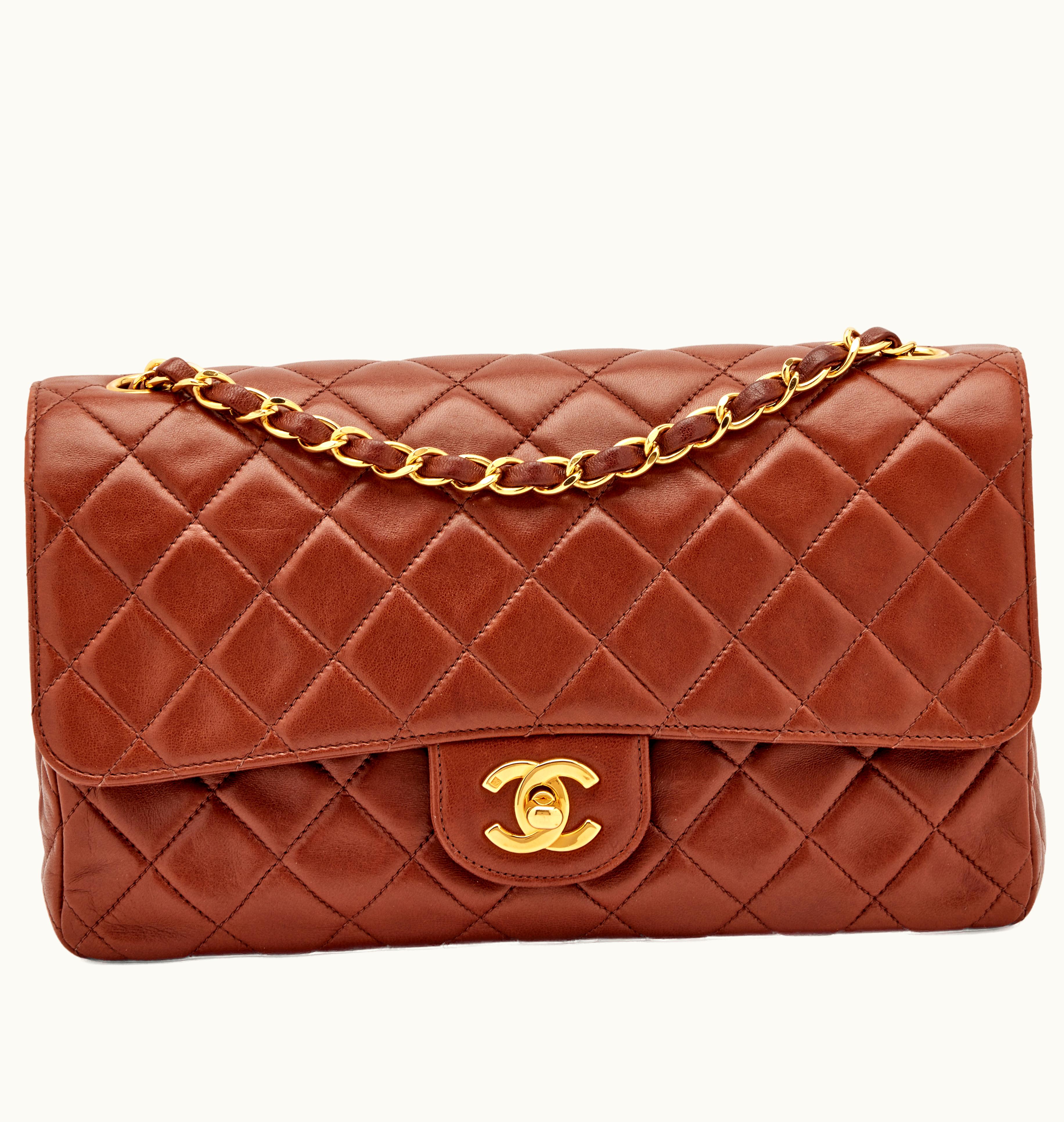 Chanel Chanel Brown Quilted Lambskin Medium Classic Flap Bag Gold Hardware, 1996-1997