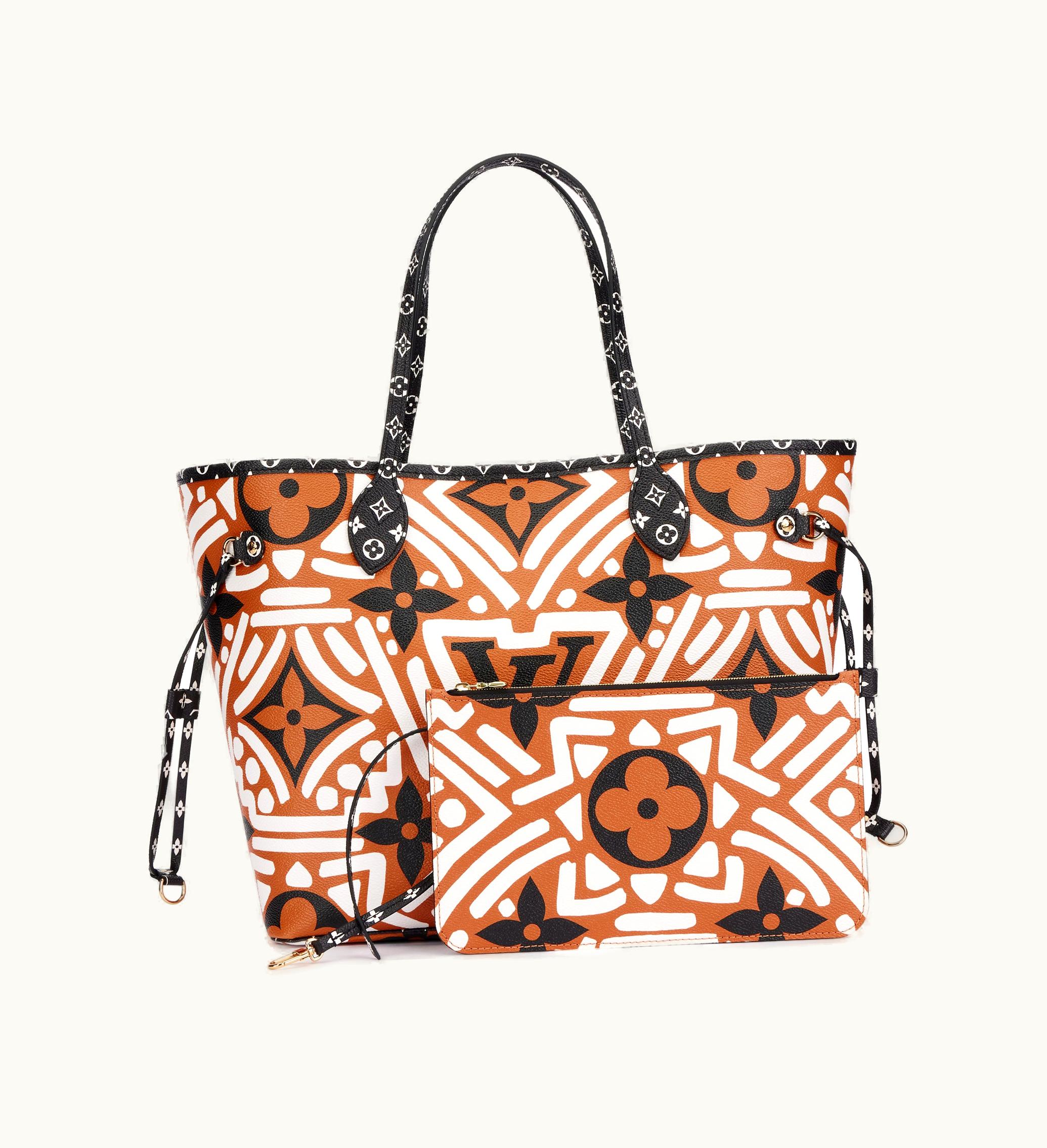 Louis Vuitton Louis Vuitton Caramel, Black, and White Giant Monogram Crafty Coated Canvas Neverfull MM Gold Hardware, 2020