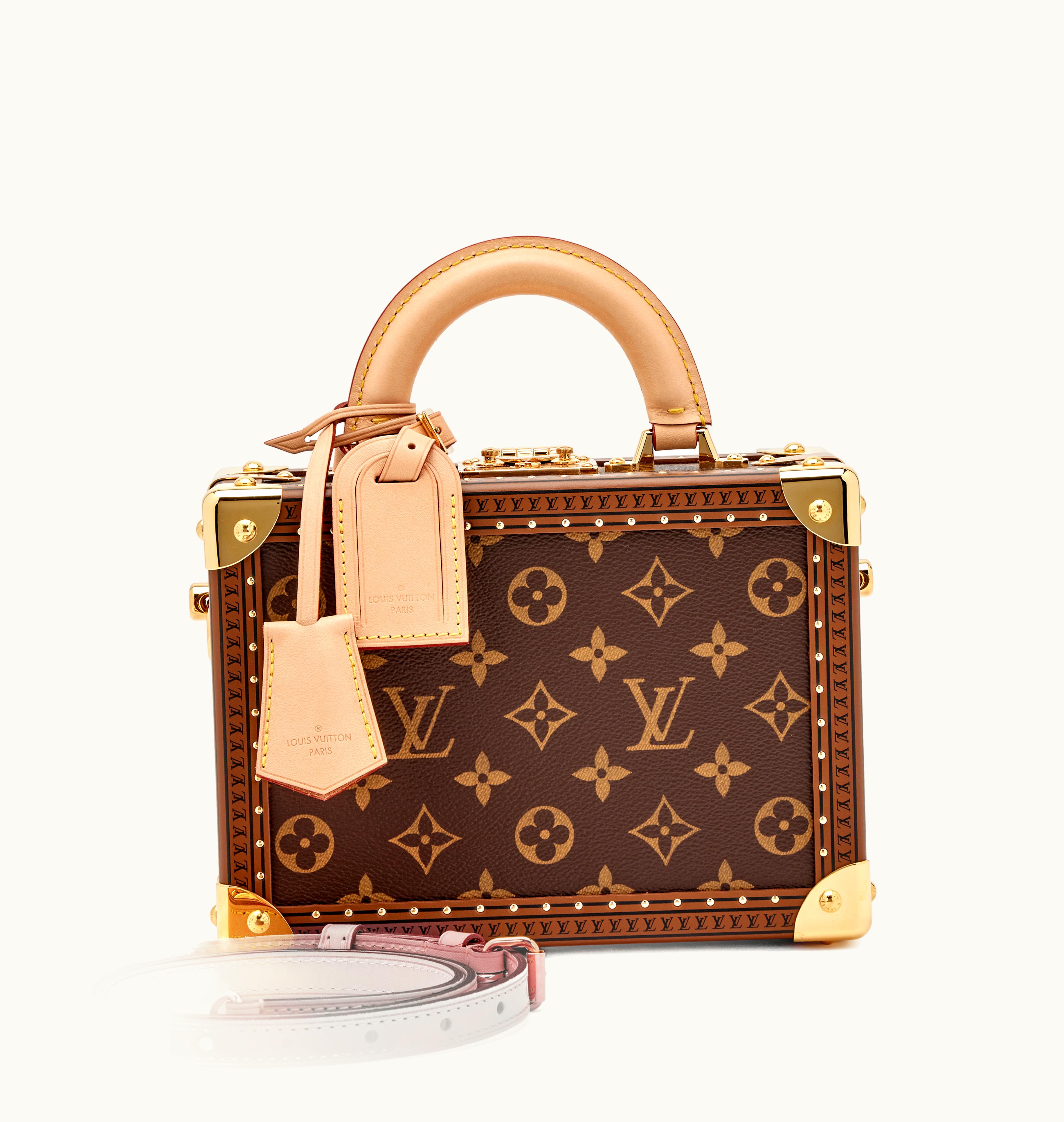 Louis Vuitton Louis Vuitton Ebene Monogram Coated Canvas Petite Valise Top Handle Trunk Bag Gold Hardware, 2022