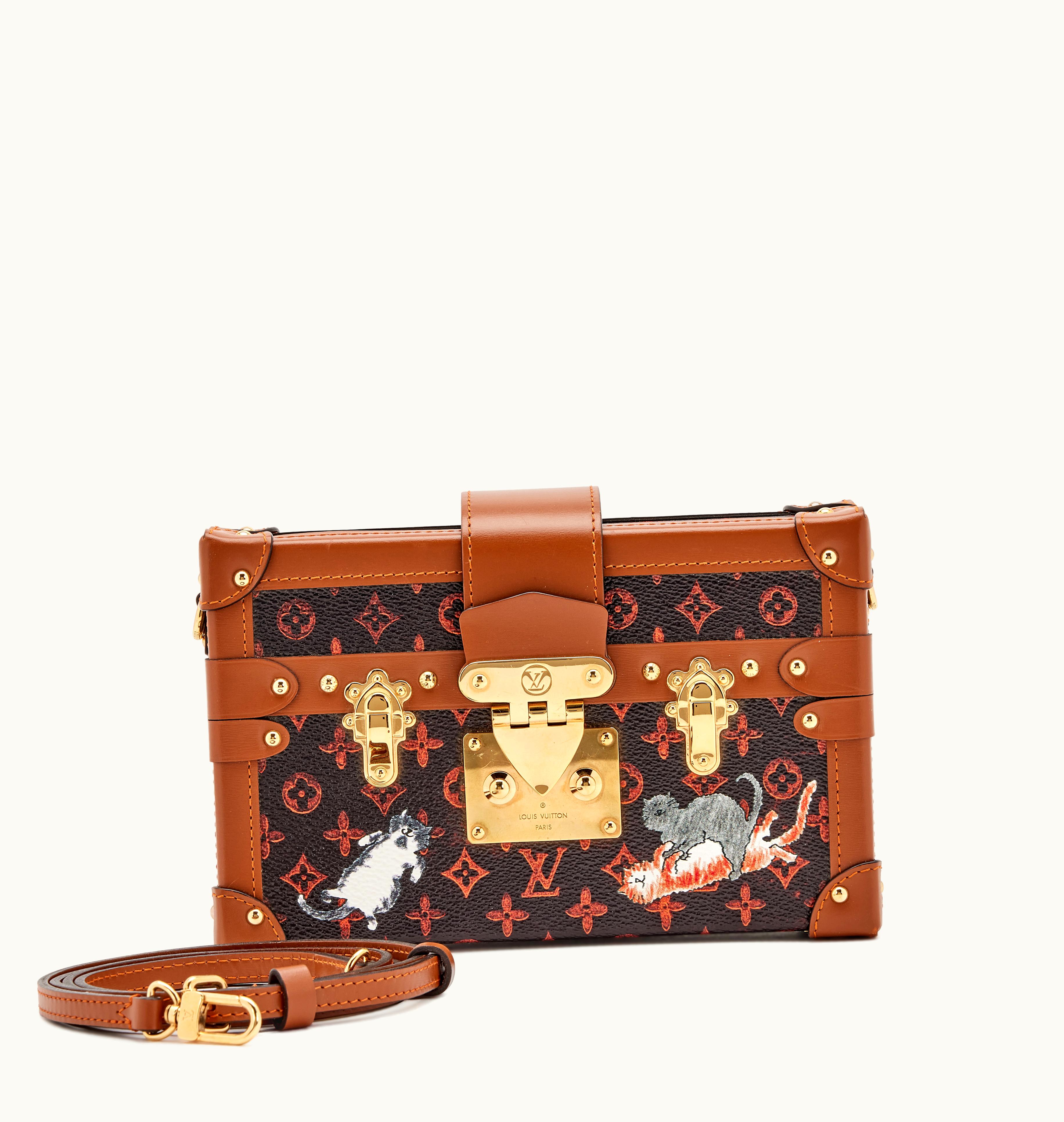 Louis Vuitton Louis Vuitton Grace Coddington Catogram Coated Canvas Petit Malle Trunk Gold Hardware, 2018