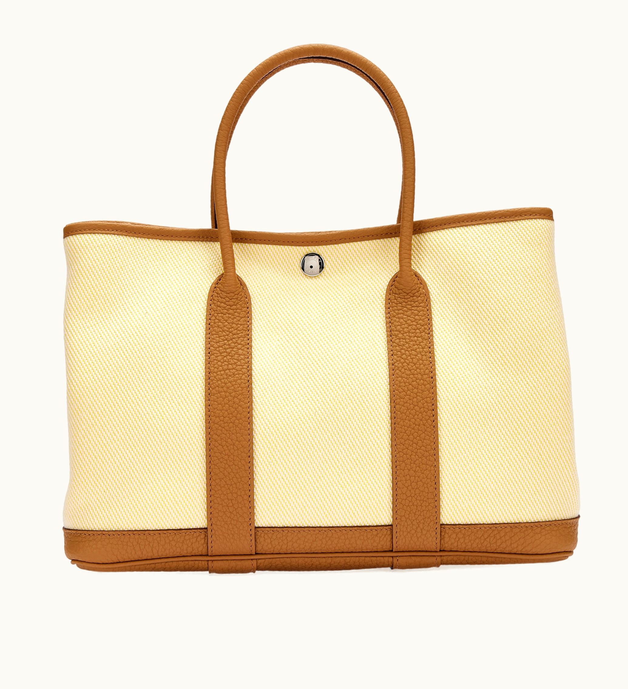 Hermès Hermès 2022 brings the Hermès Garden Party 30 TPM in Écru Twill H Canvas Verso with Hermès Biscuit Negonda and Palladium Hardware