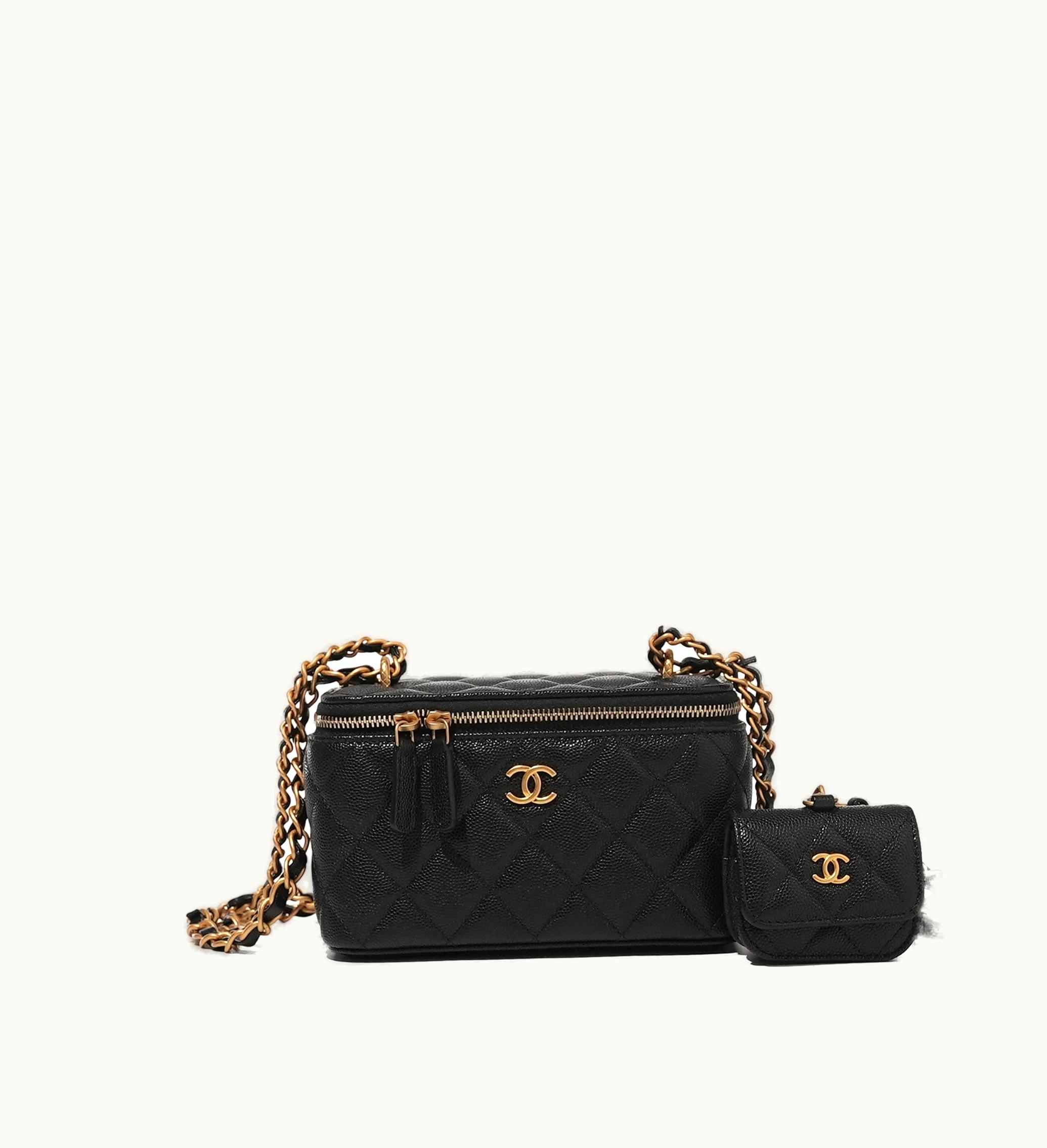 Chanel Chanel Vanity Case Black Quilted Caviar with Gold Hardware and Pouch, 2023 Edition