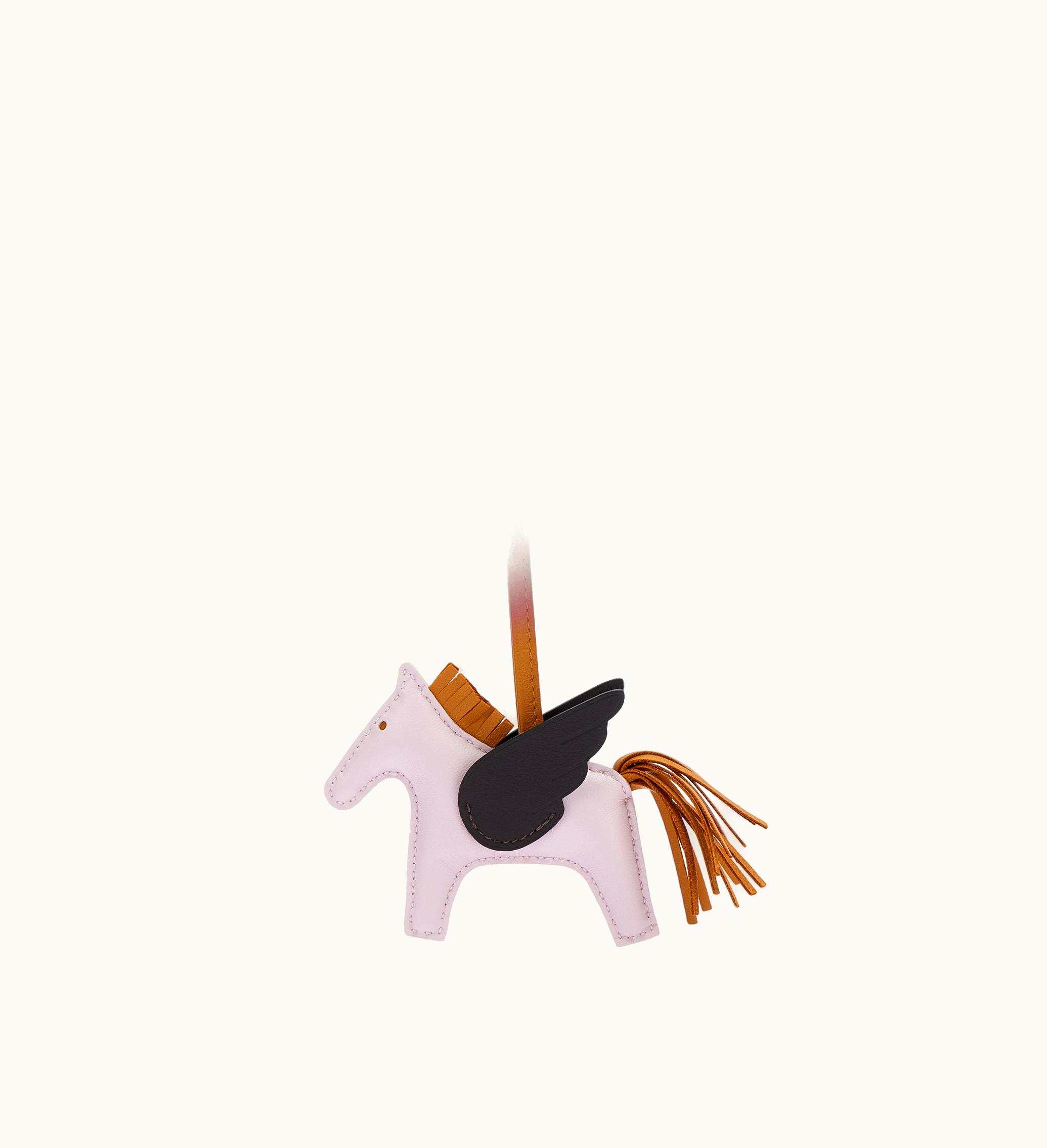 Hermès Hermès Mauve Pale, Sesame, Ebene Milo Lambskin and Swift GriGri Rodeo Pegase Charm PM, 2022