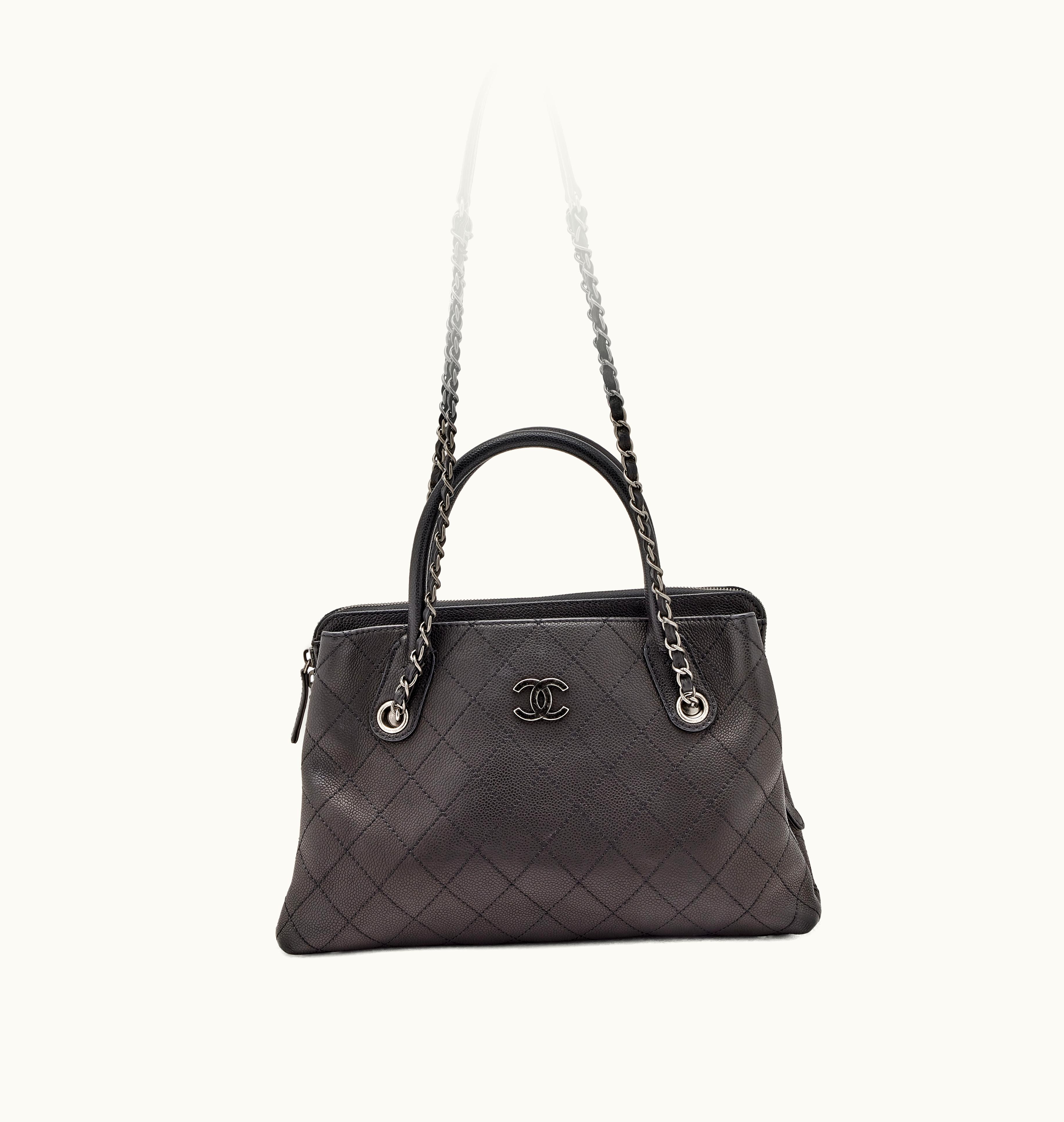 Chanel Chanel 2017 Quilted Urban Shopping Tote with Silver Hardware by Chanel in Black