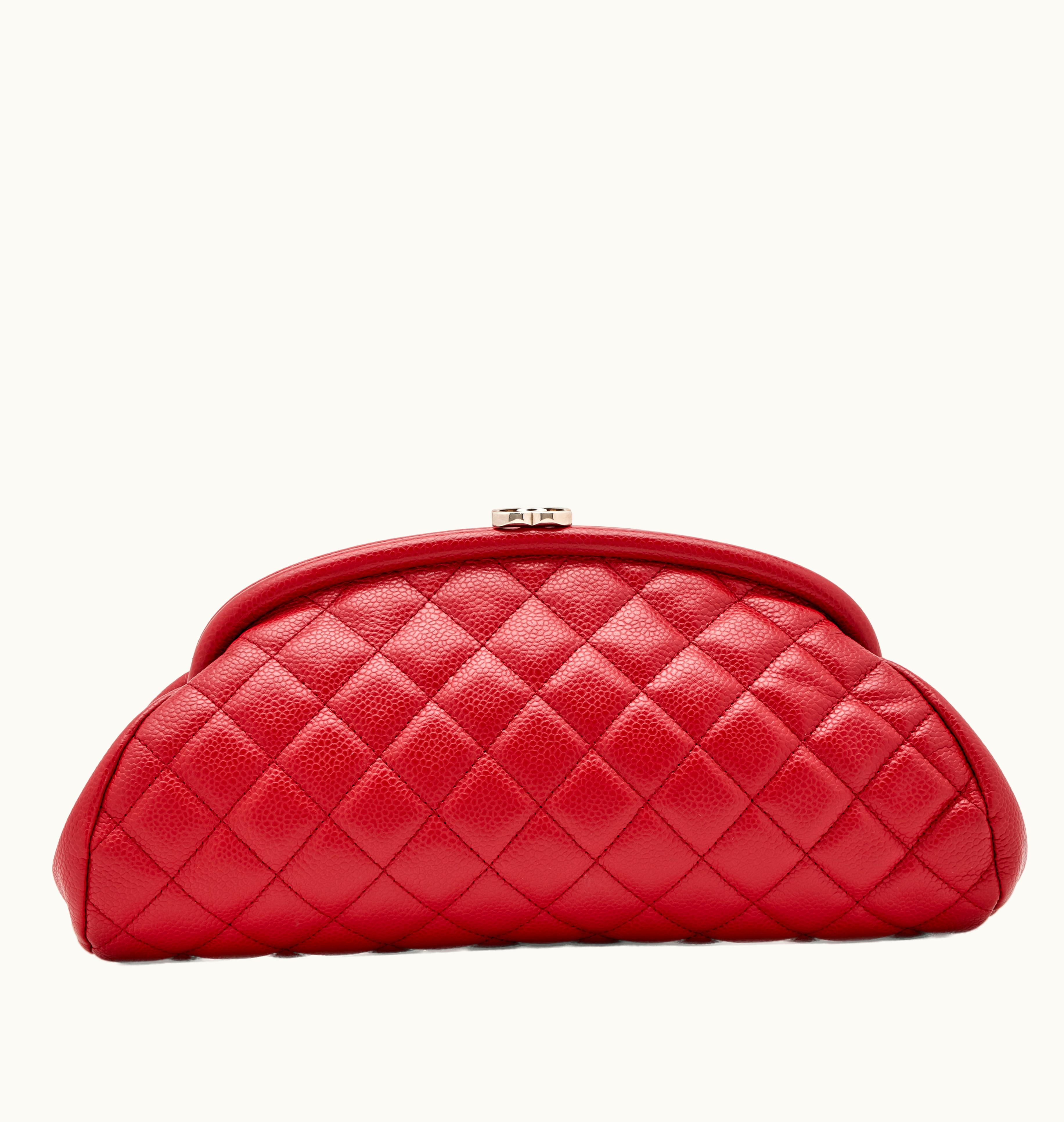 Chanel Chanel Timeless Clutch with Silver Hardware in Red Quilted Caviar, from the year 2007
