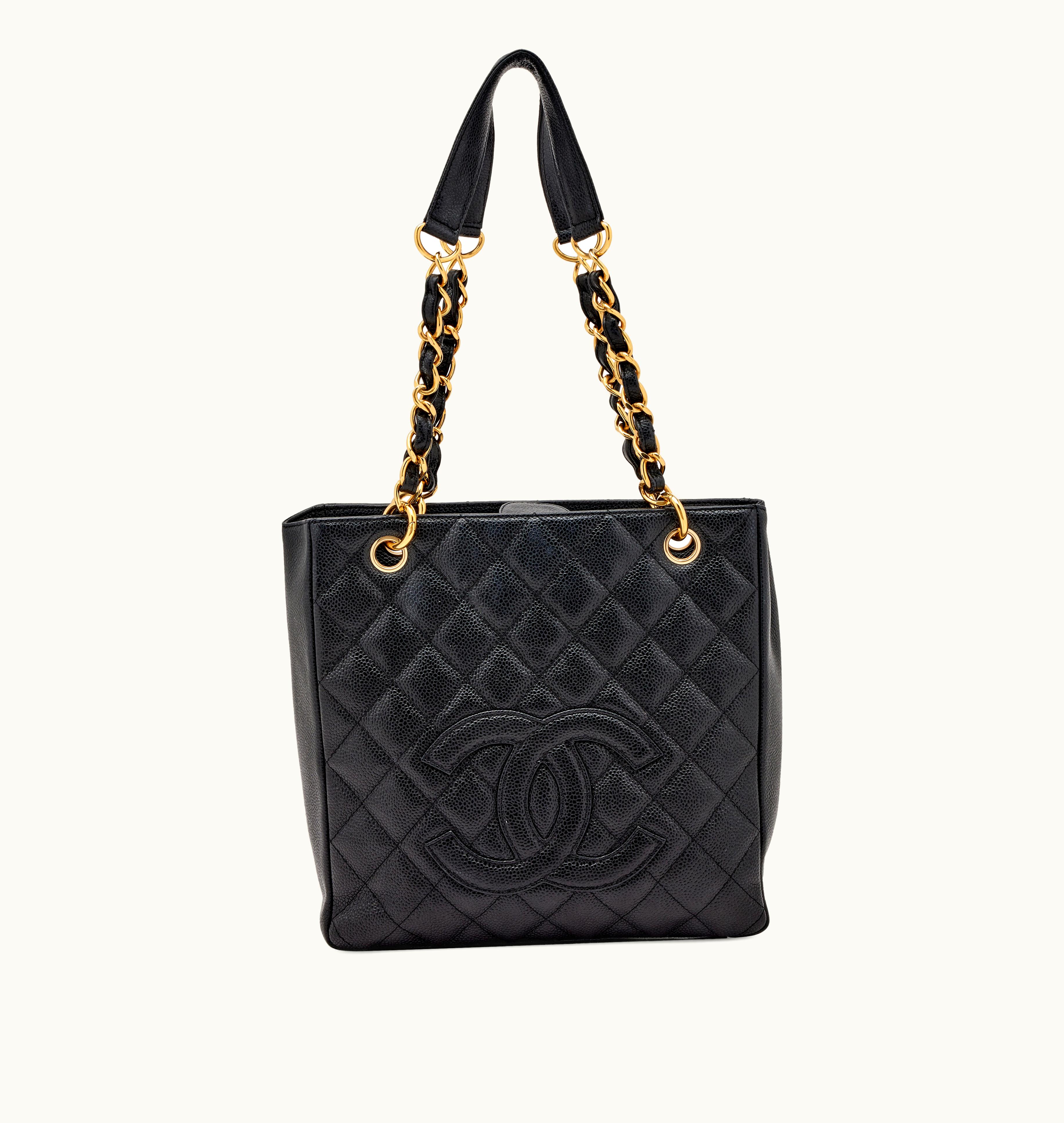Chanel Chanel Petit Shopping Tote PST with Gold Hardware, Black Quilted Caviar, Timeless Classic Edition, from the year 2004-2005