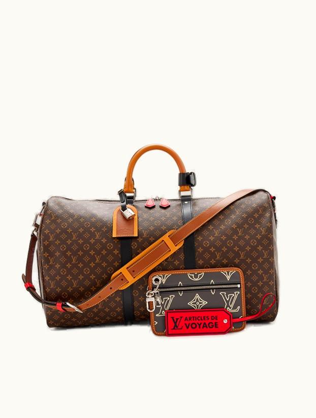 Louis Vuitton Louis Vuitton 2020 Silver Hardware Louis Vuitton Virgil Abloh Mini Monogram Coated Canvas Patchwork Keepall Bandoulière 50