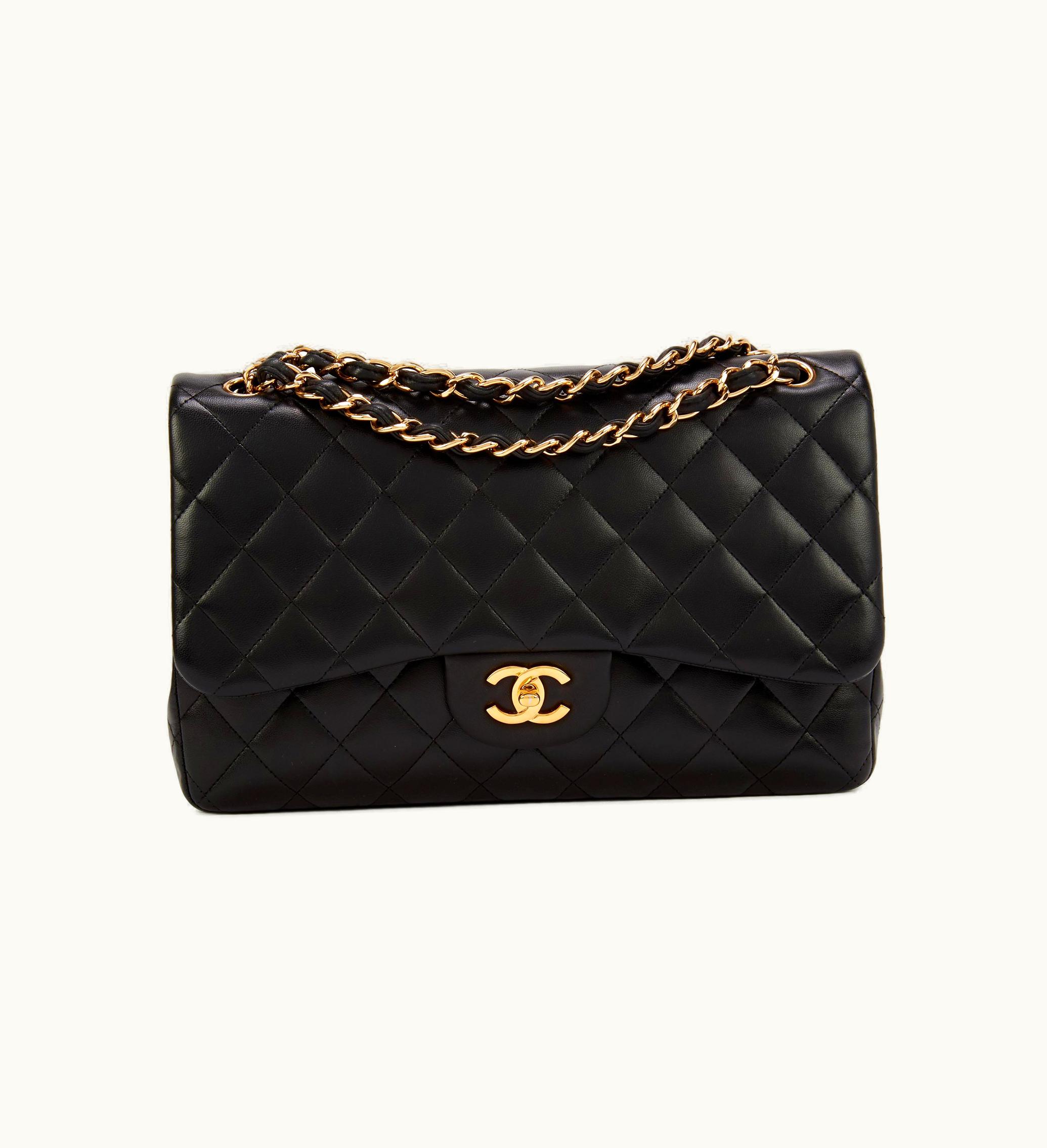 Chanel Chanel Black Quilted Lambskin Large Classic Double Flap Gold Hardware, 2011