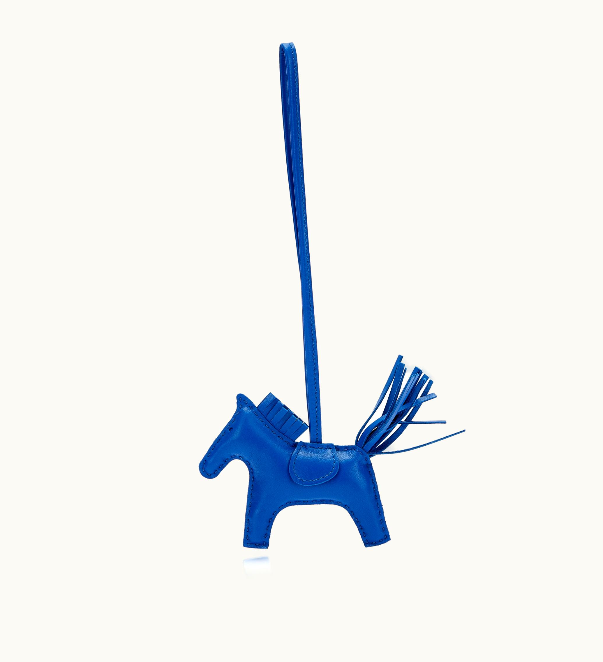 Hermès Rodeo Charm PM in Milo Lambskin and Swift Leather, 2022, in the shade of Bleu France