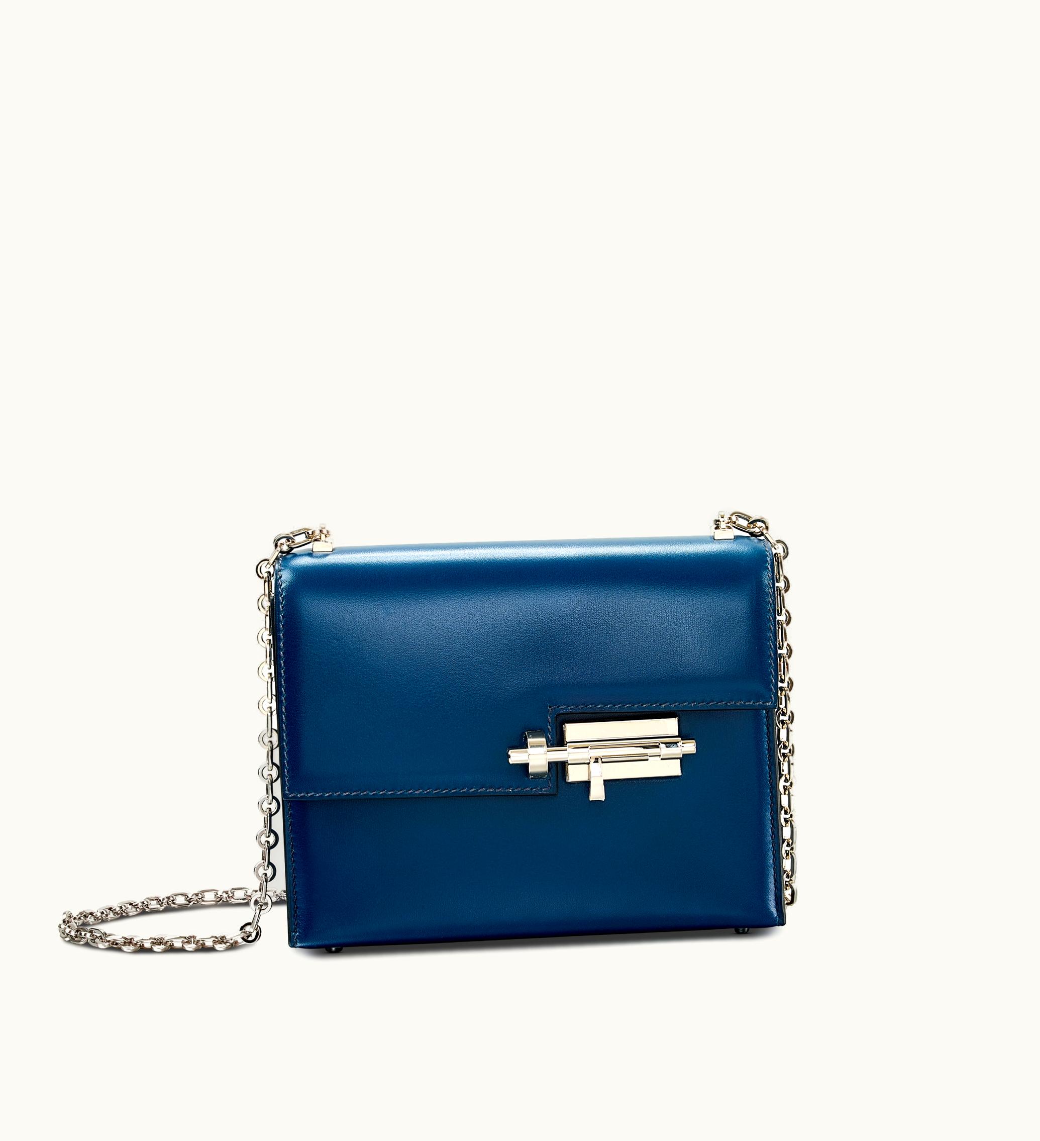 Hermès Prussian Blue Mini Verrou 17 Palladium Hardware Box, 2019 Edition
